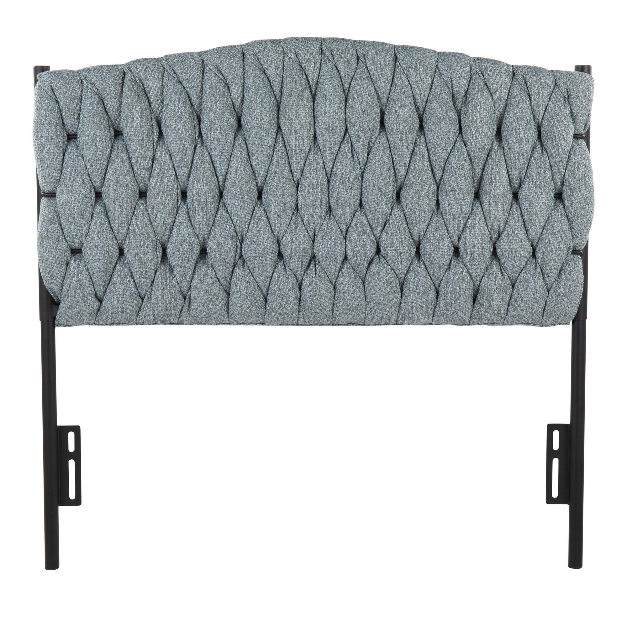 LumiSource Matisse Solid Twin/Twin XL Upholstered Headboard, Blue/Black, large