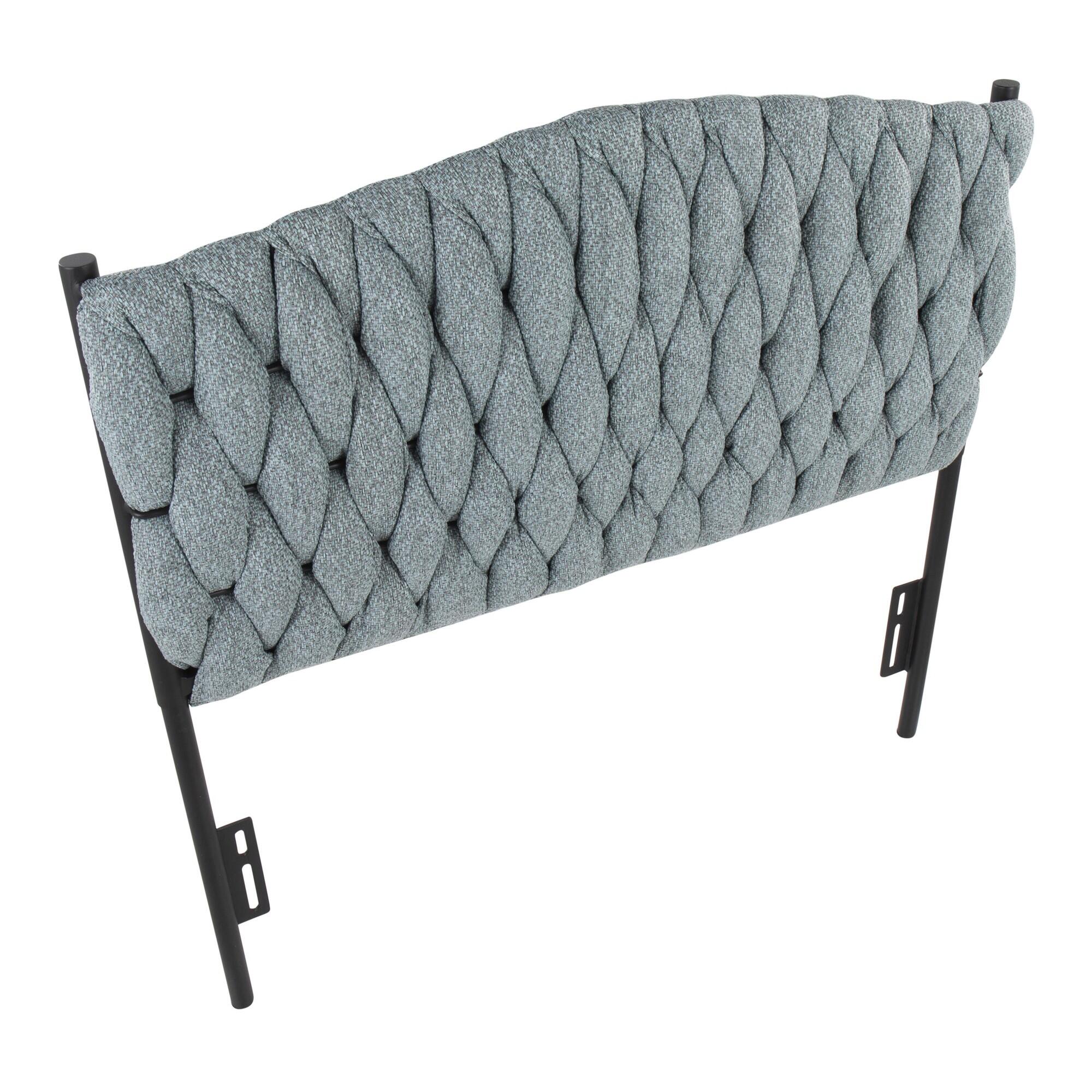 LumiSource Matisse Solid Twin/Twin XL Upholstered Headboard, Blue/Black, large