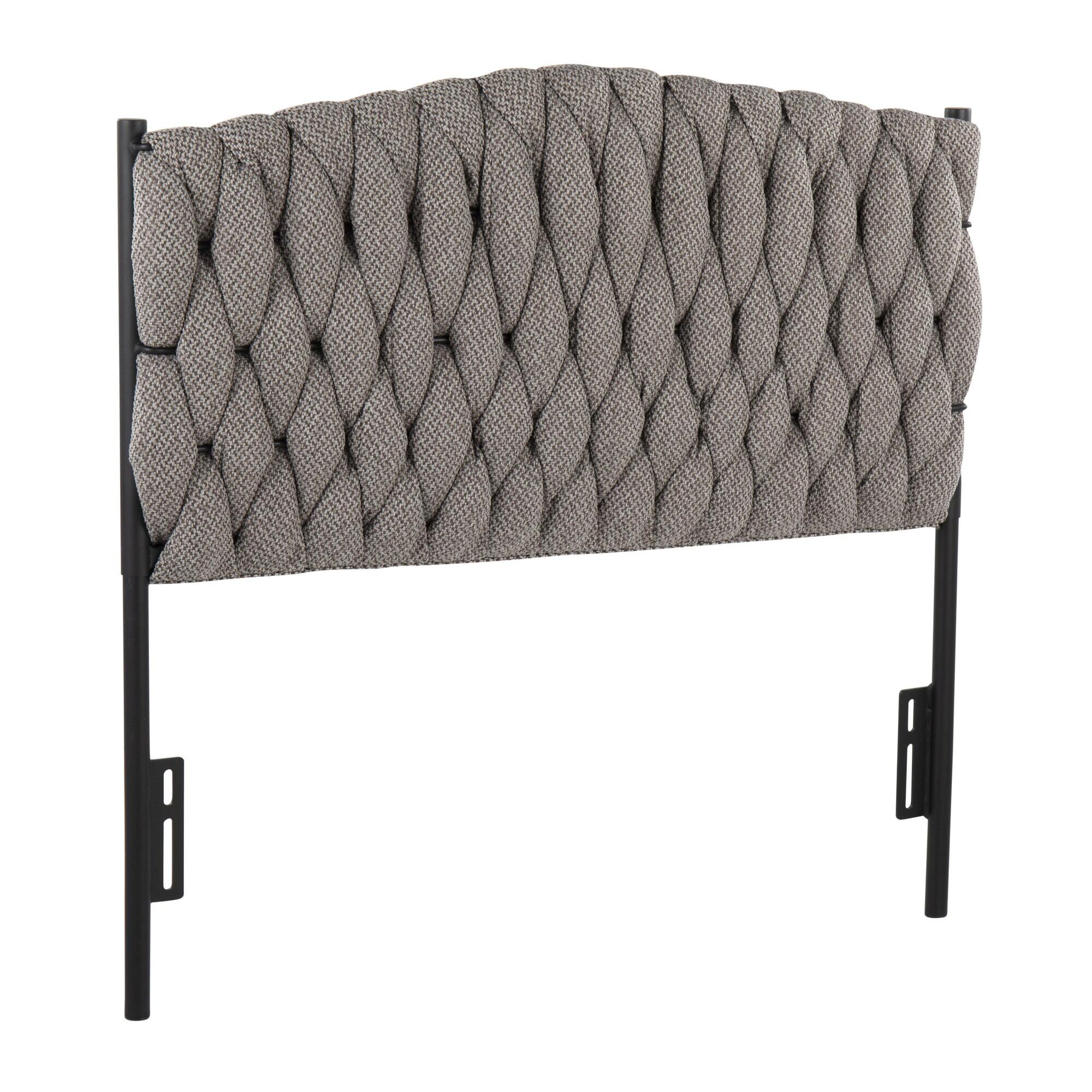 LumiSource Matisse Solid Twin/Twin XL Upholstered Headboard, Gray/Black, large