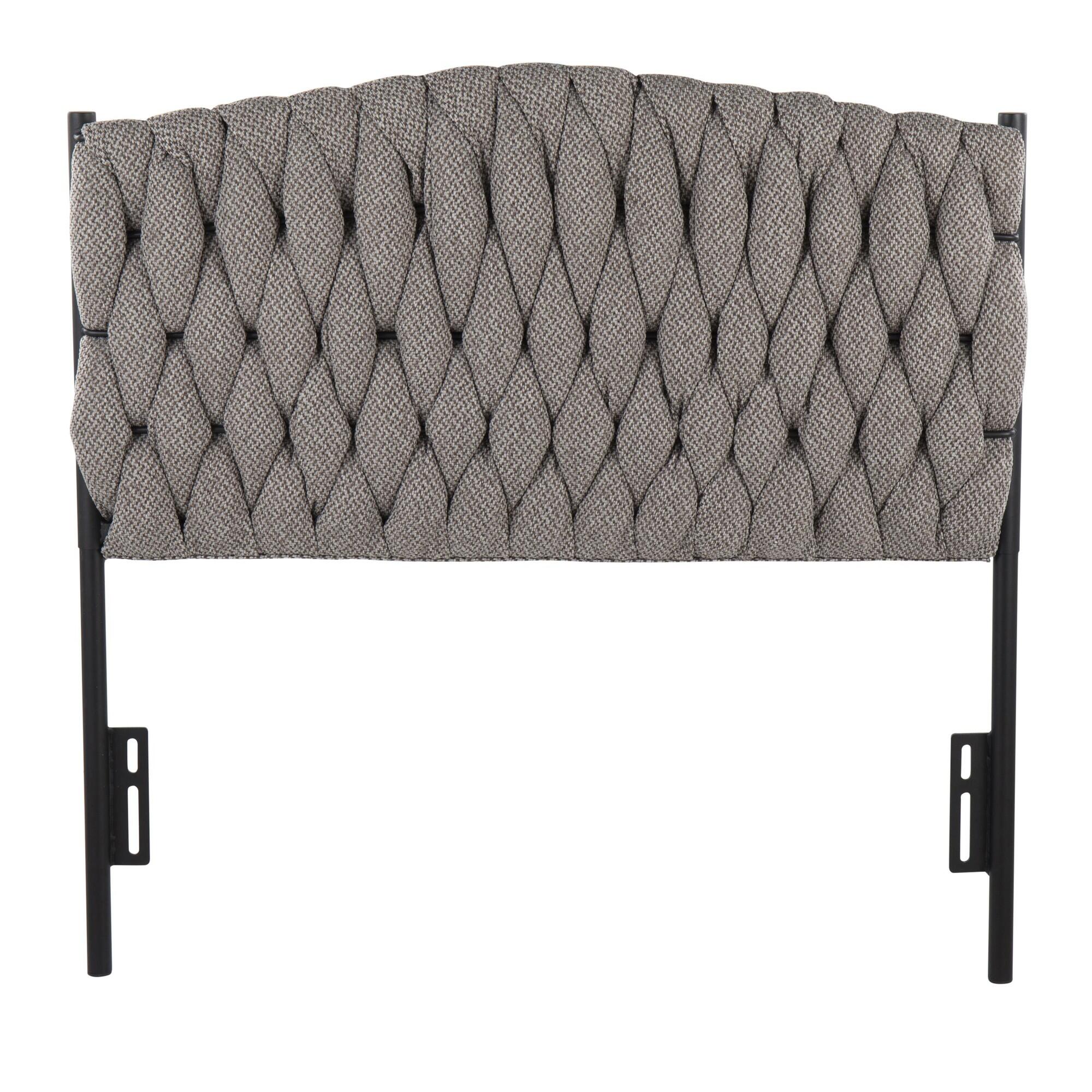 LumiSource Matisse Solid Twin/Twin XL Upholstered Headboard, Gray/Black, large