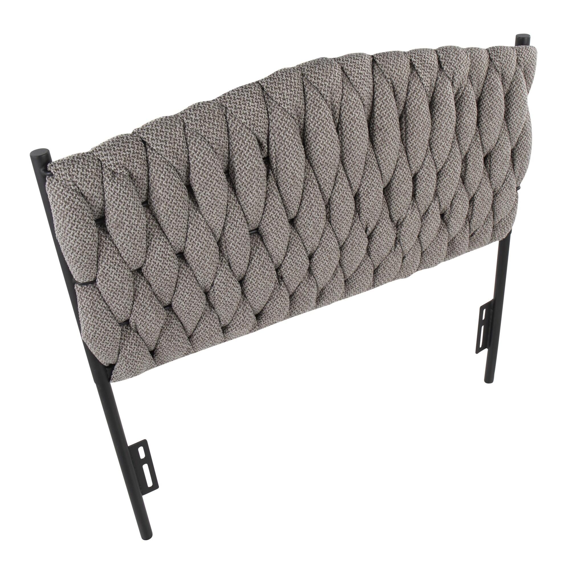 LumiSource Matisse Solid Twin/Twin XL Upholstered Headboard, Gray/Black, large