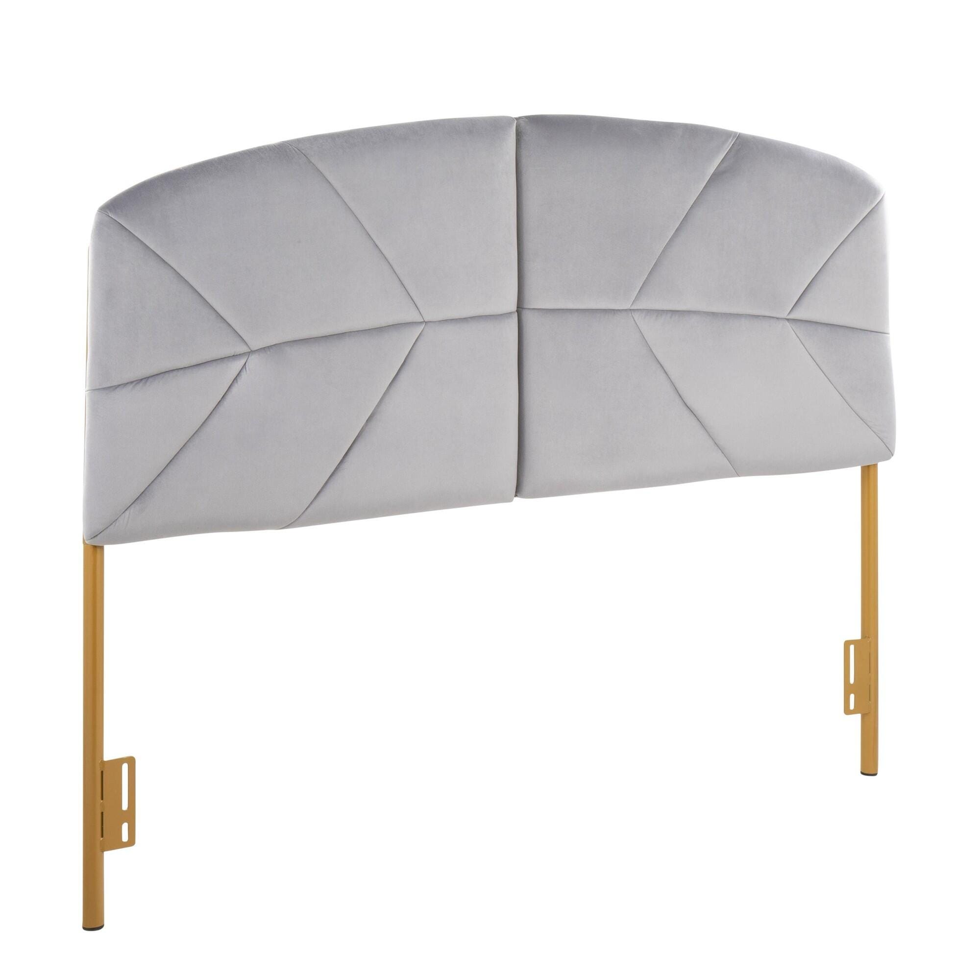 LumiSource Lindsey Queen Tufted Headboard, Gray/Gold, large