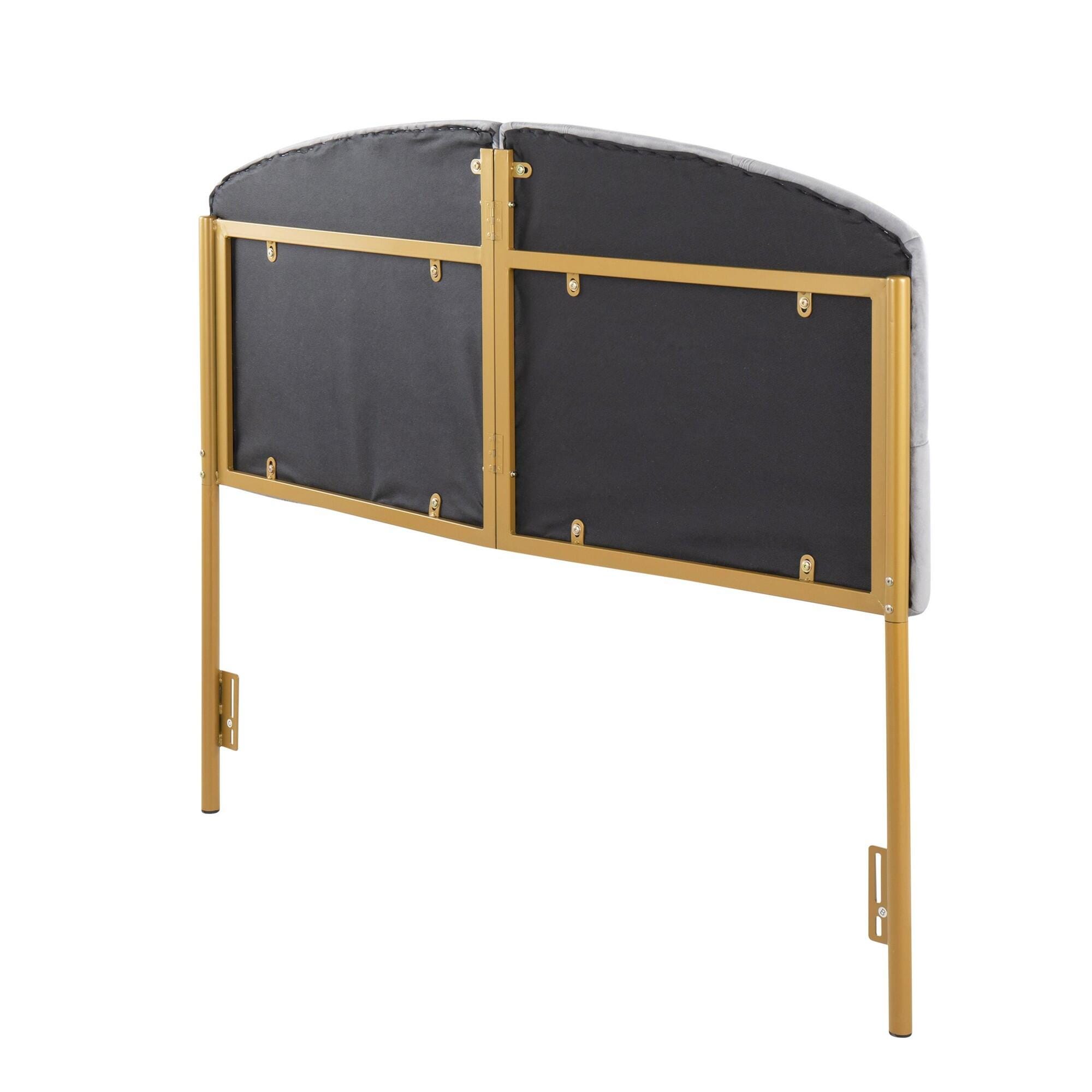 LumiSource Lindsey Queen Tufted Headboard, Gray/Gold, large