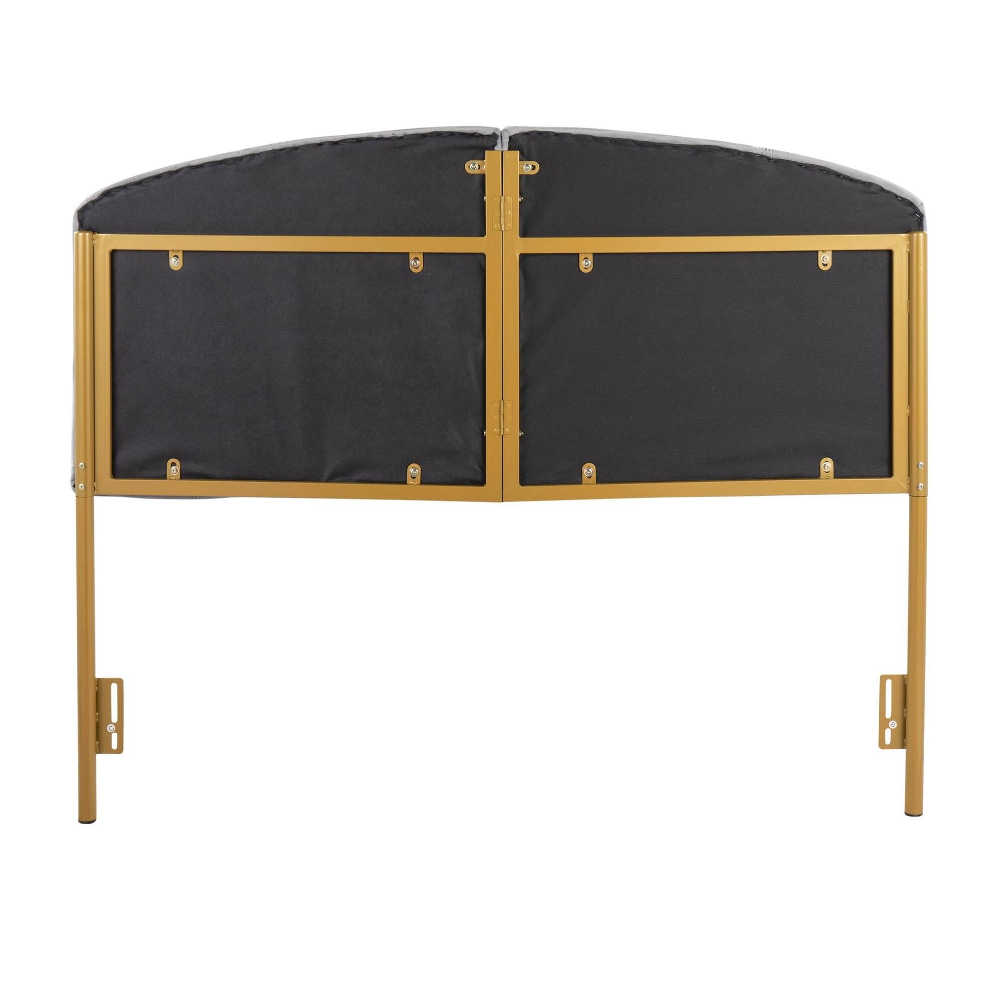 LumiSource Lindsey Queen Tufted Headboard, Gray/Gold, large