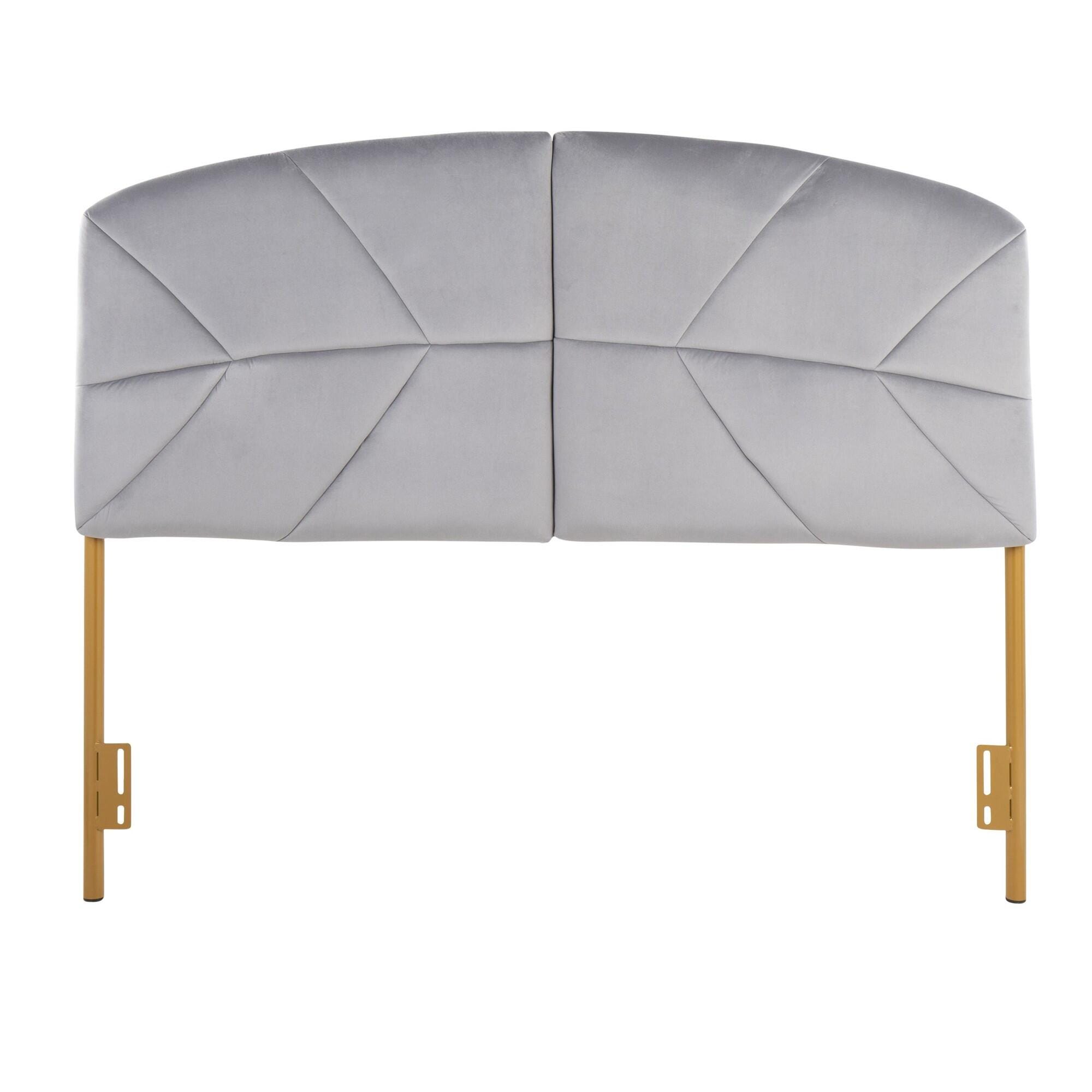 LumiSource Lindsey Queen Tufted Headboard, Gray/Gold, large