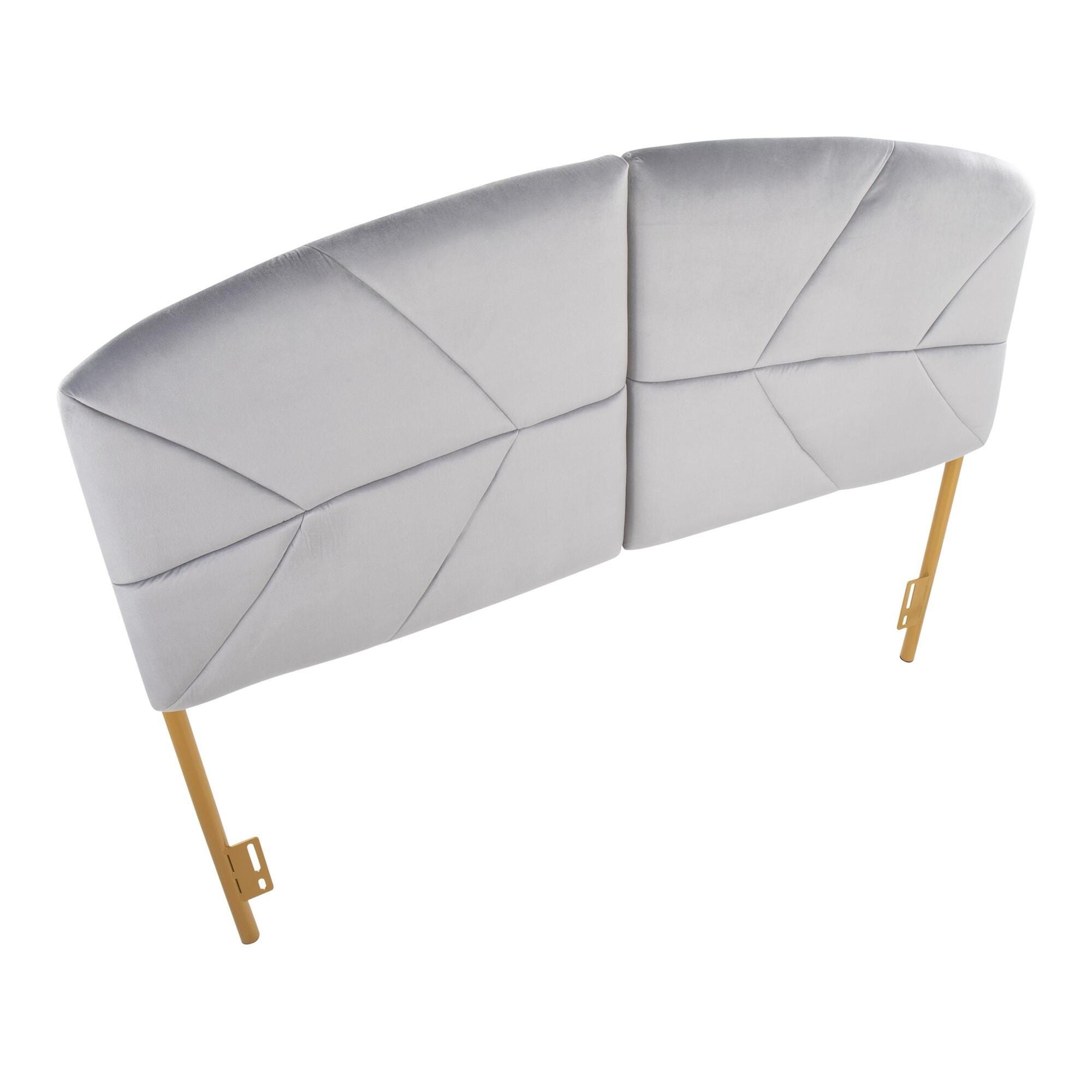 LumiSource Lindsey Queen Tufted Headboard, Gray/Gold, large