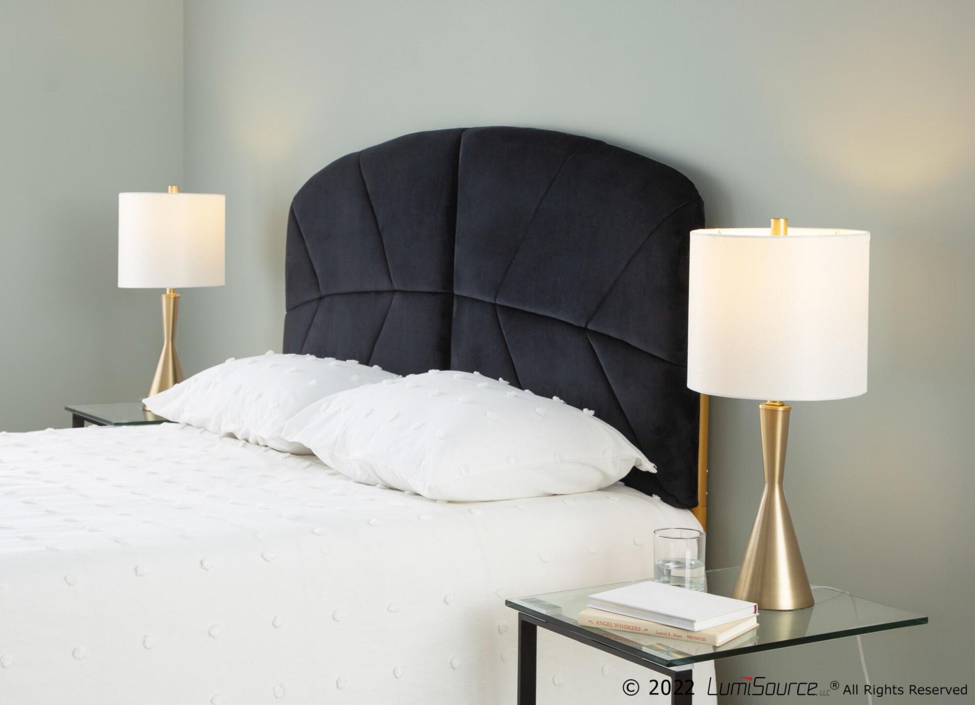 LumiSource Lindsey Queen Tufted Headboard, Black/Gold, large