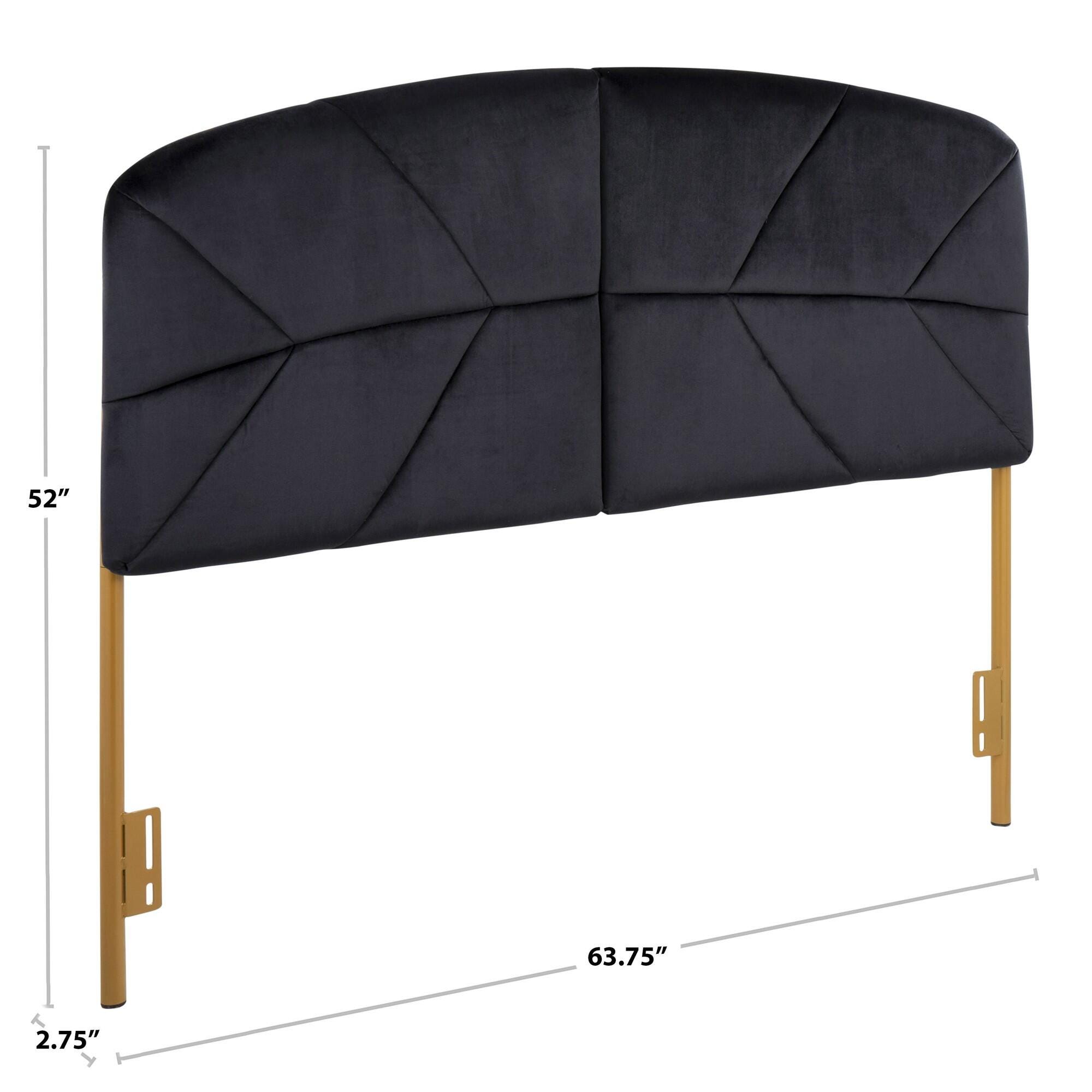 LumiSource Lindsey Queen Tufted Headboard, Black/Gold, large