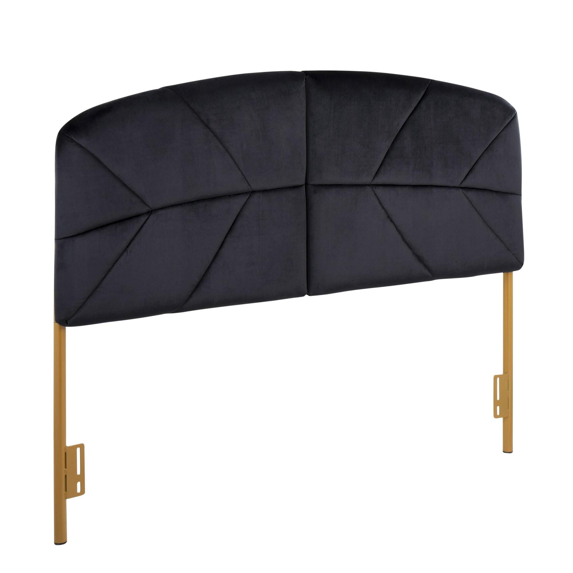 LumiSource Lindsey Queen Tufted Headboard, Black/Gold, large