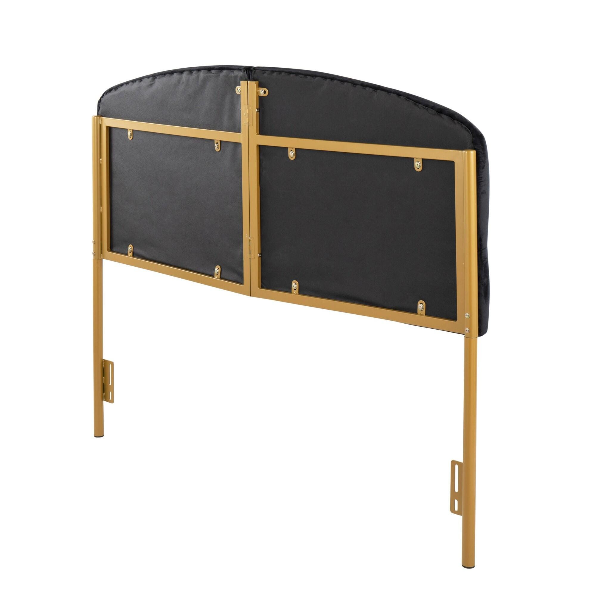 LumiSource Lindsey Queen Tufted Headboard, Black/Gold, large