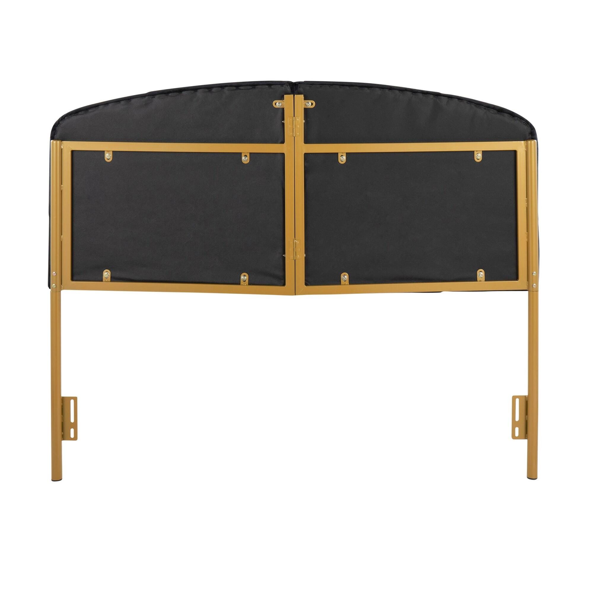 LumiSource Lindsey Queen Tufted Headboard, Black/Gold, large