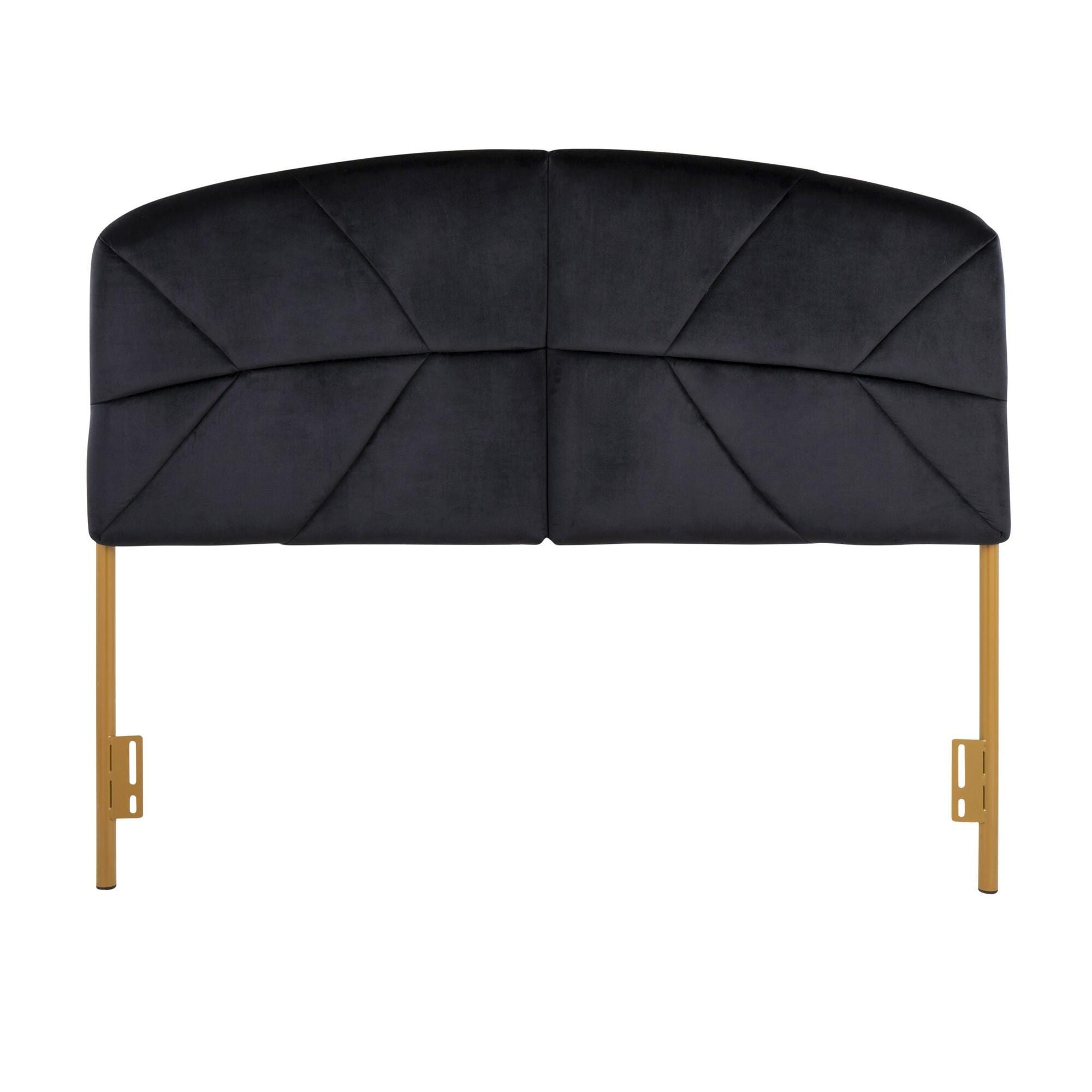 LumiSource Lindsey Queen Tufted Headboard, Black/Gold, large
