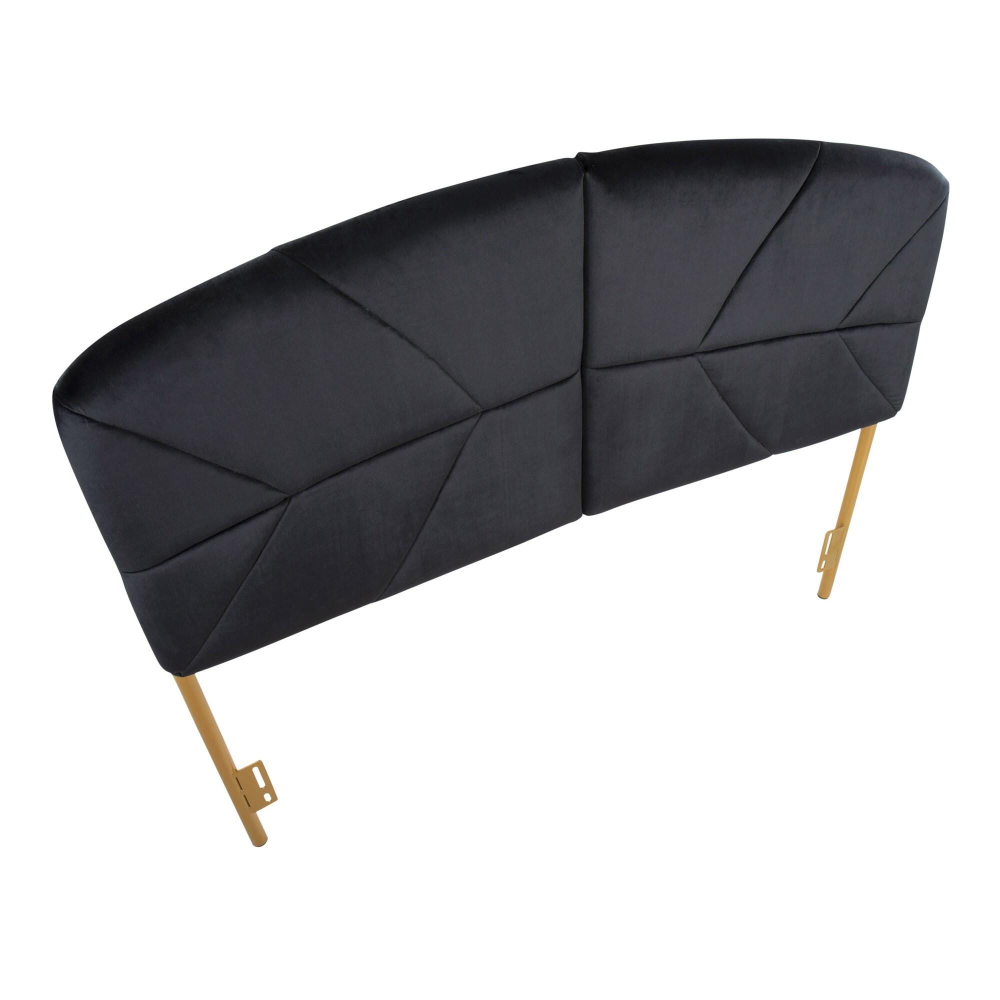 LumiSource Lindsey Queen Tufted Headboard, Black/Gold, large