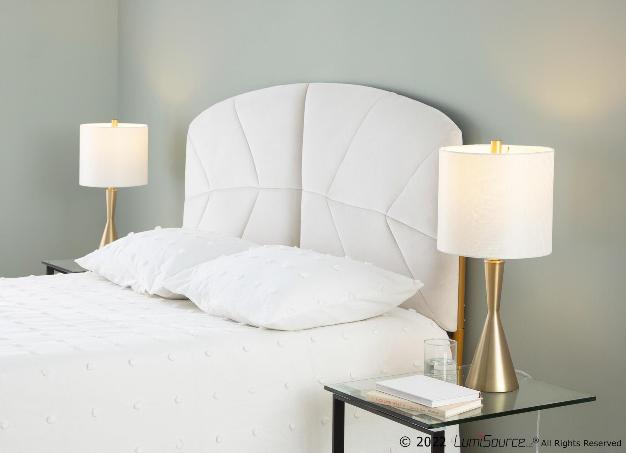 LumiSource Lindsey Queen Tufted Headboard, Cream/Gold, large