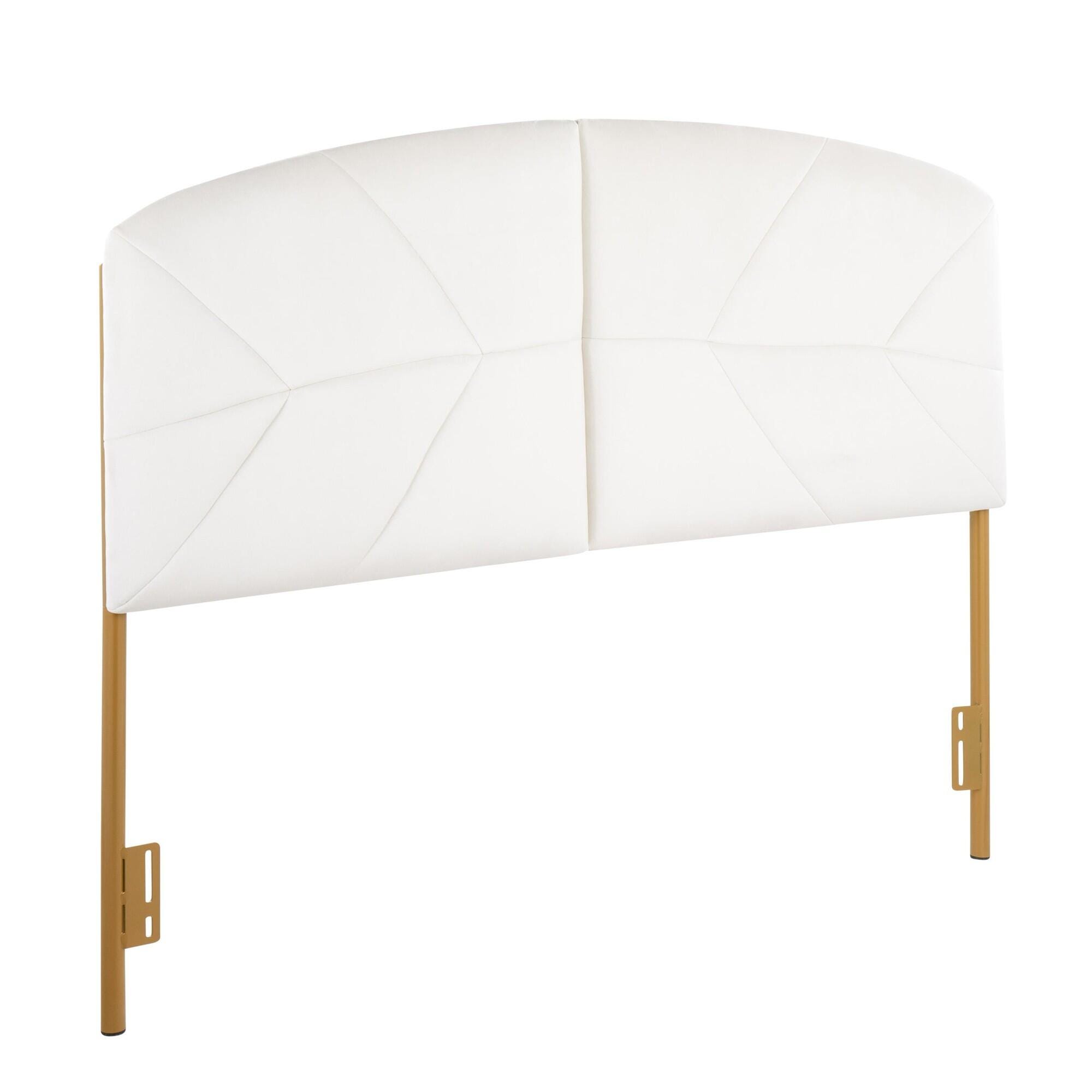 LumiSource Lindsey Queen Tufted Headboard, Cream/Gold, large