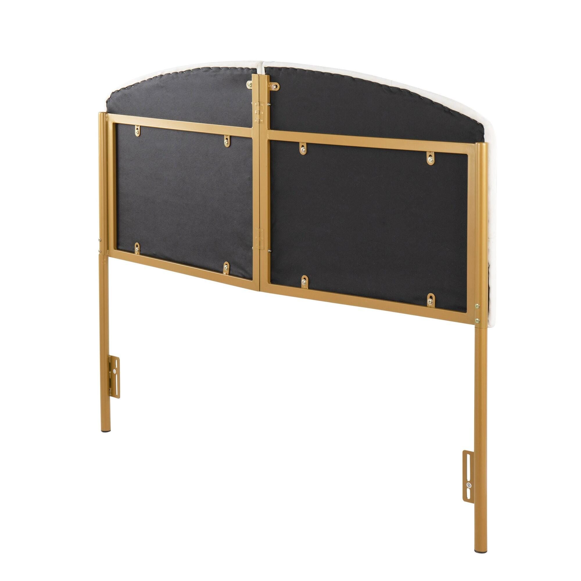 LumiSource Lindsey Queen Tufted Headboard, Cream/Gold, large
