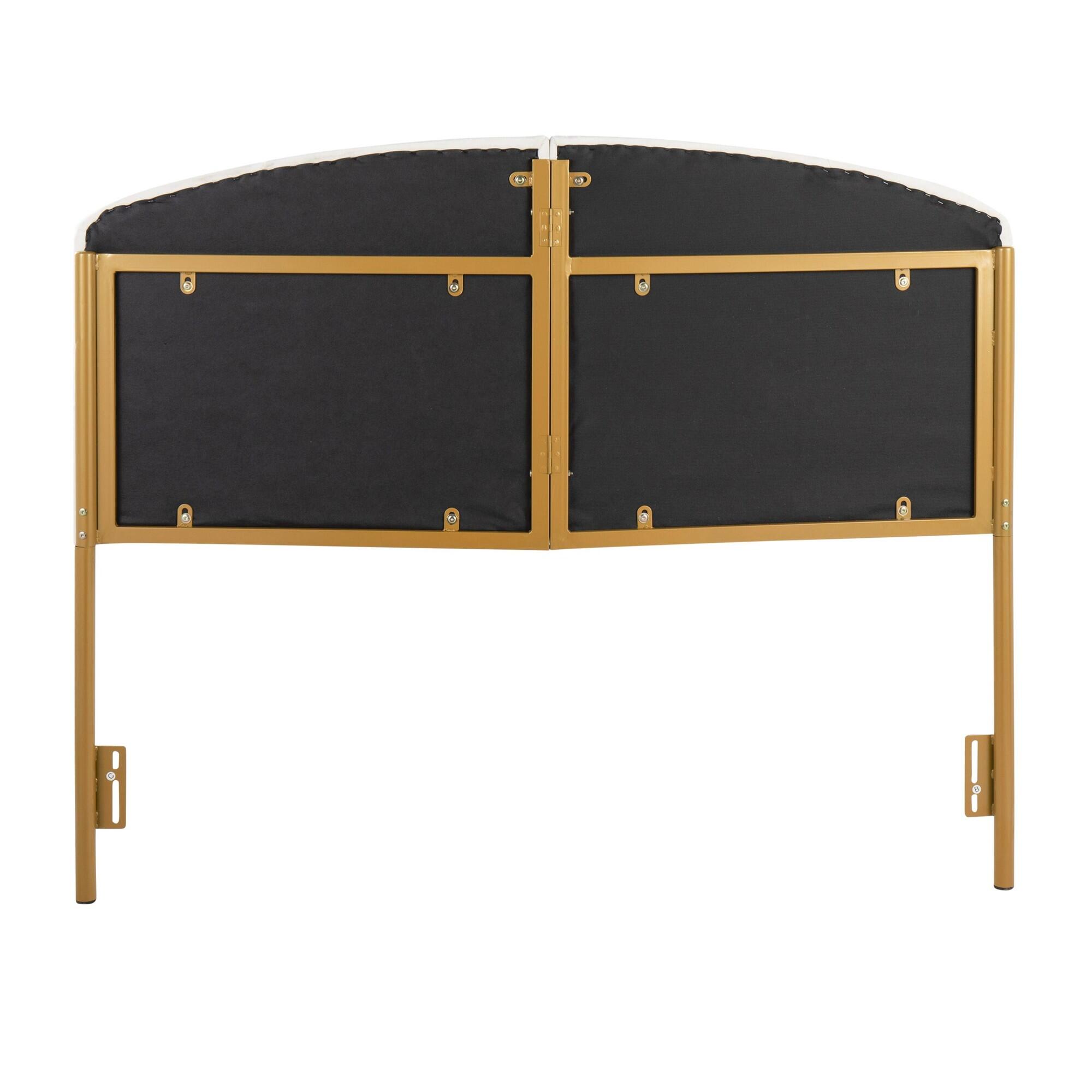 LumiSource Lindsey Queen Tufted Headboard, Cream/Gold, large