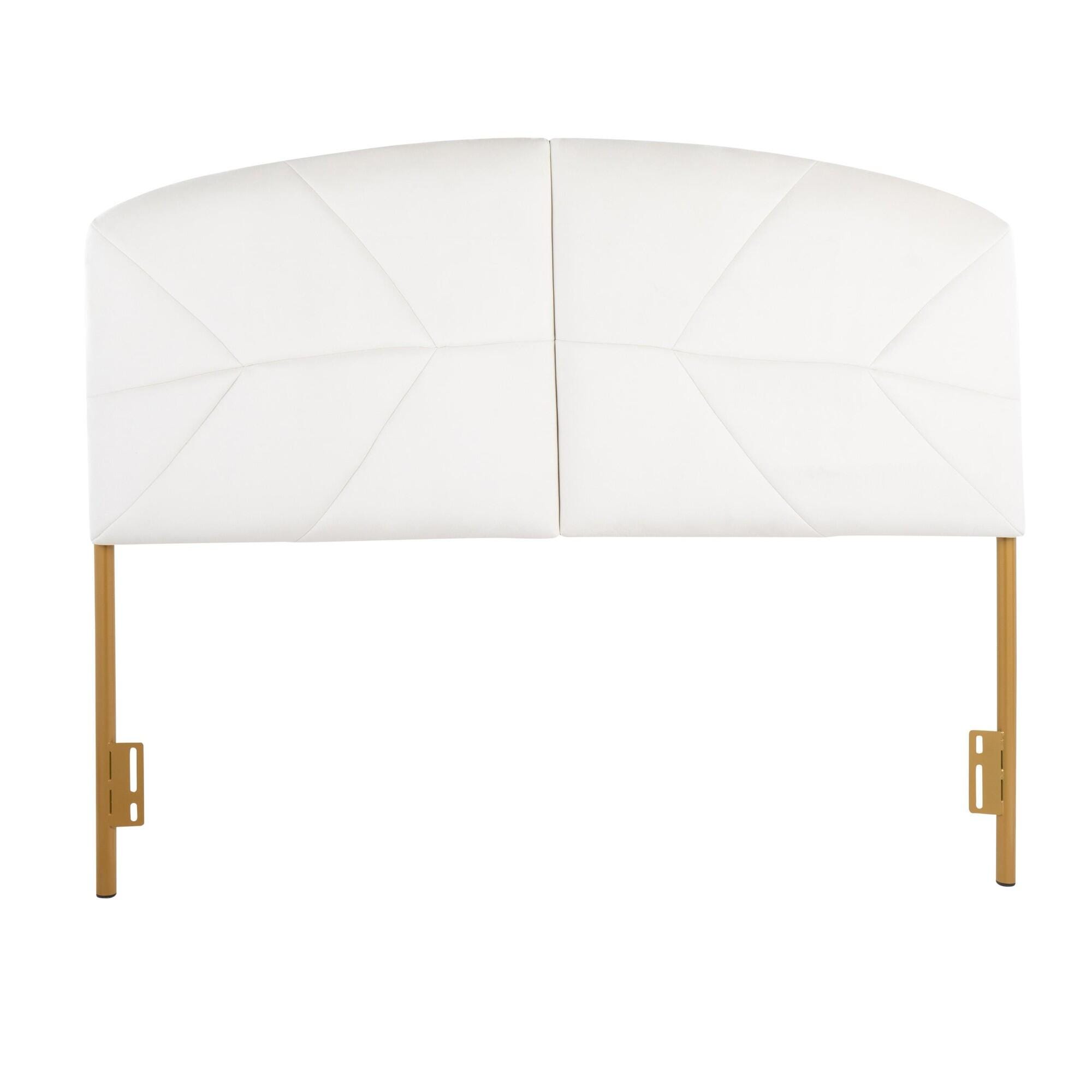 LumiSource Lindsey Queen Tufted Headboard, Cream/Gold, large