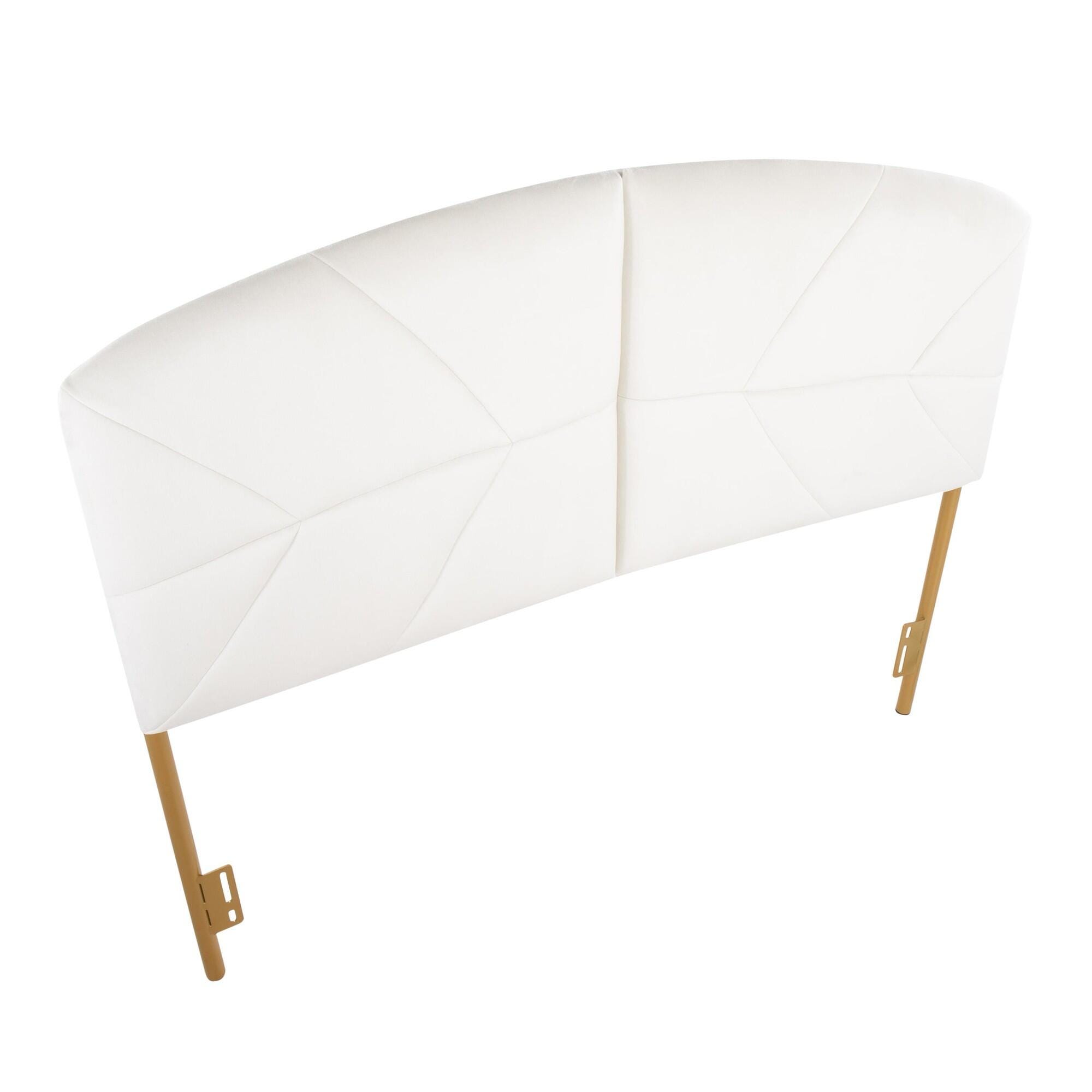 LumiSource Lindsey Queen Tufted Headboard, Cream/Gold, large
