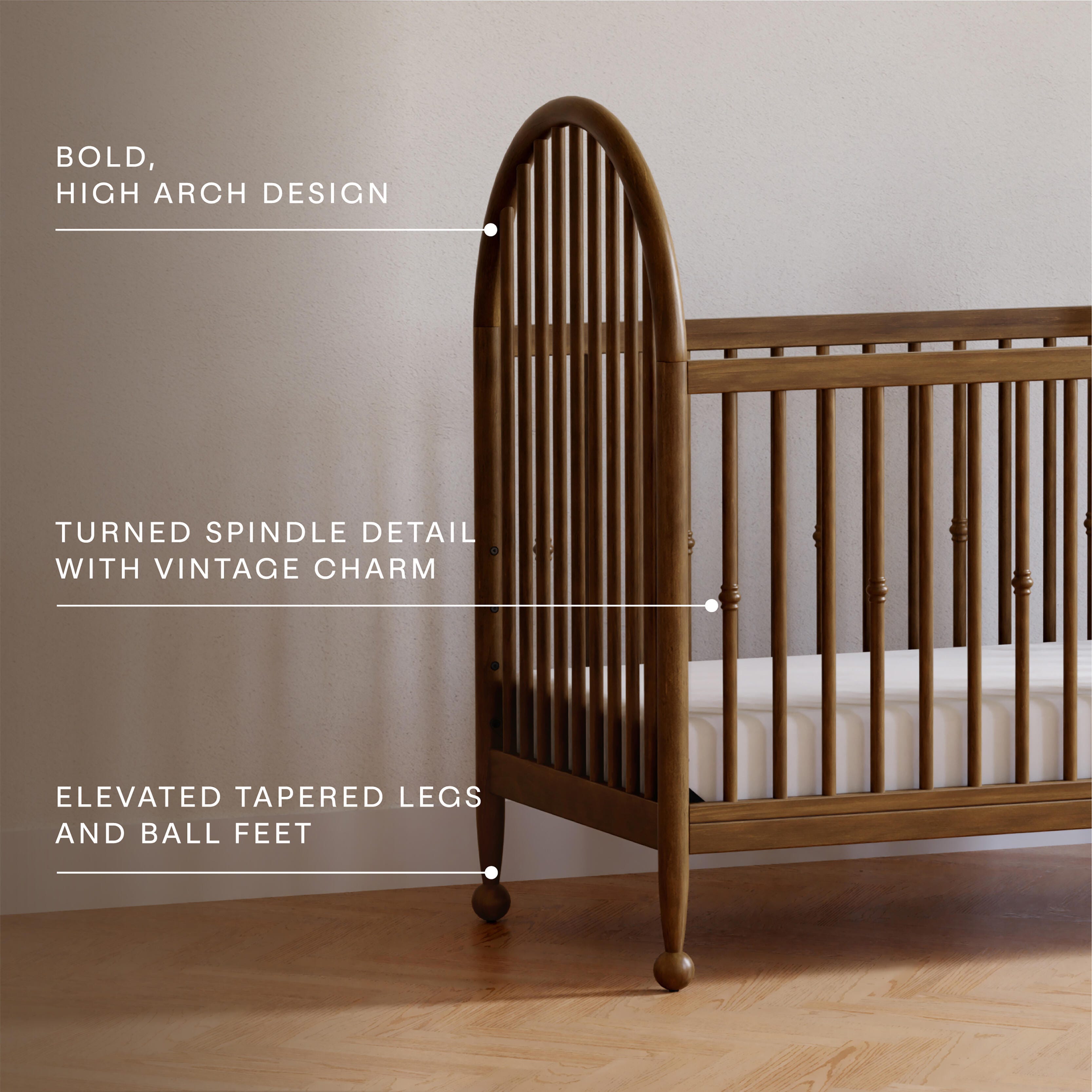 Namesake Alouette 3-in-1 Convertible Crib, Natural Walnut, large