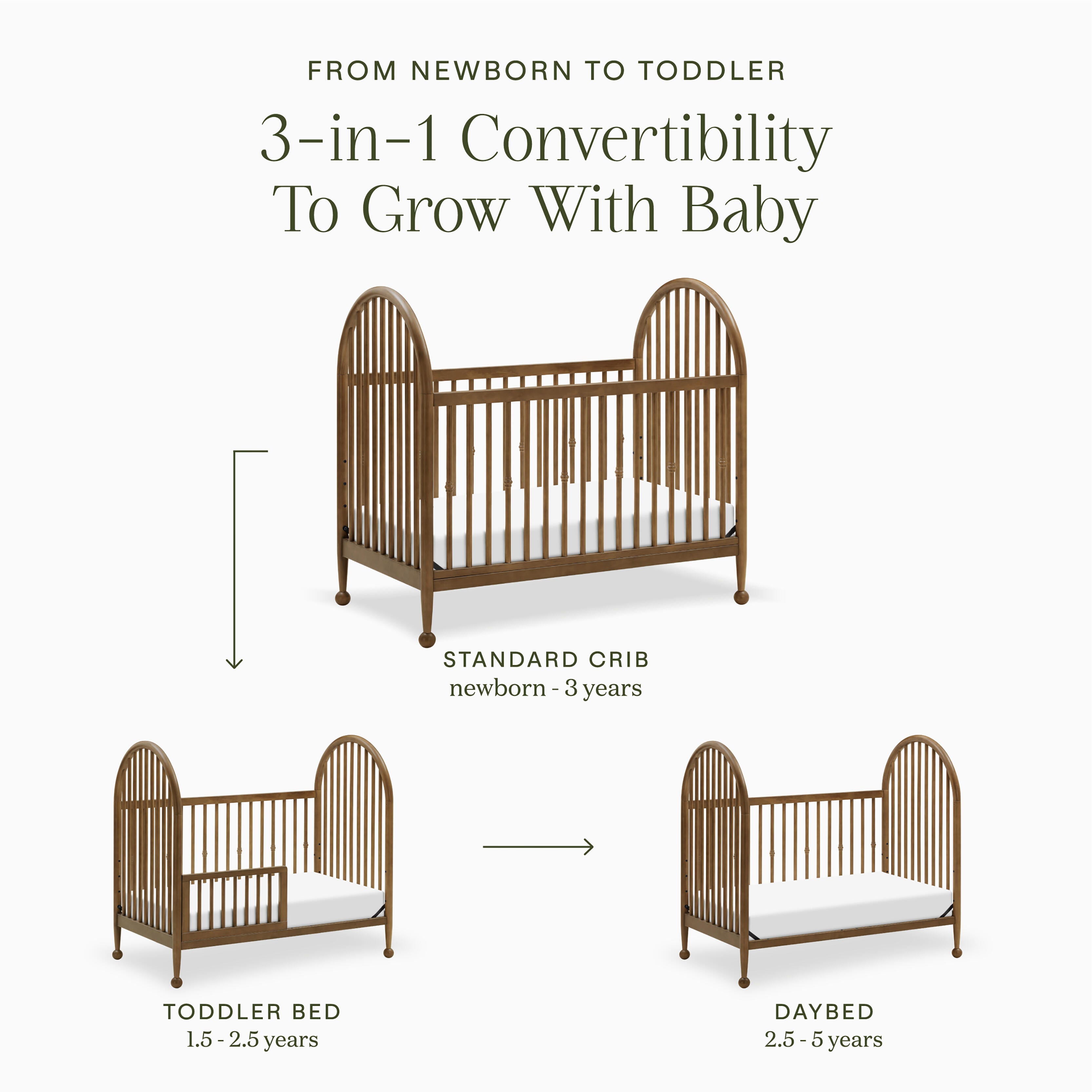 Namesake Alouette 3-in-1 Convertible Crib, Natural Walnut, large
