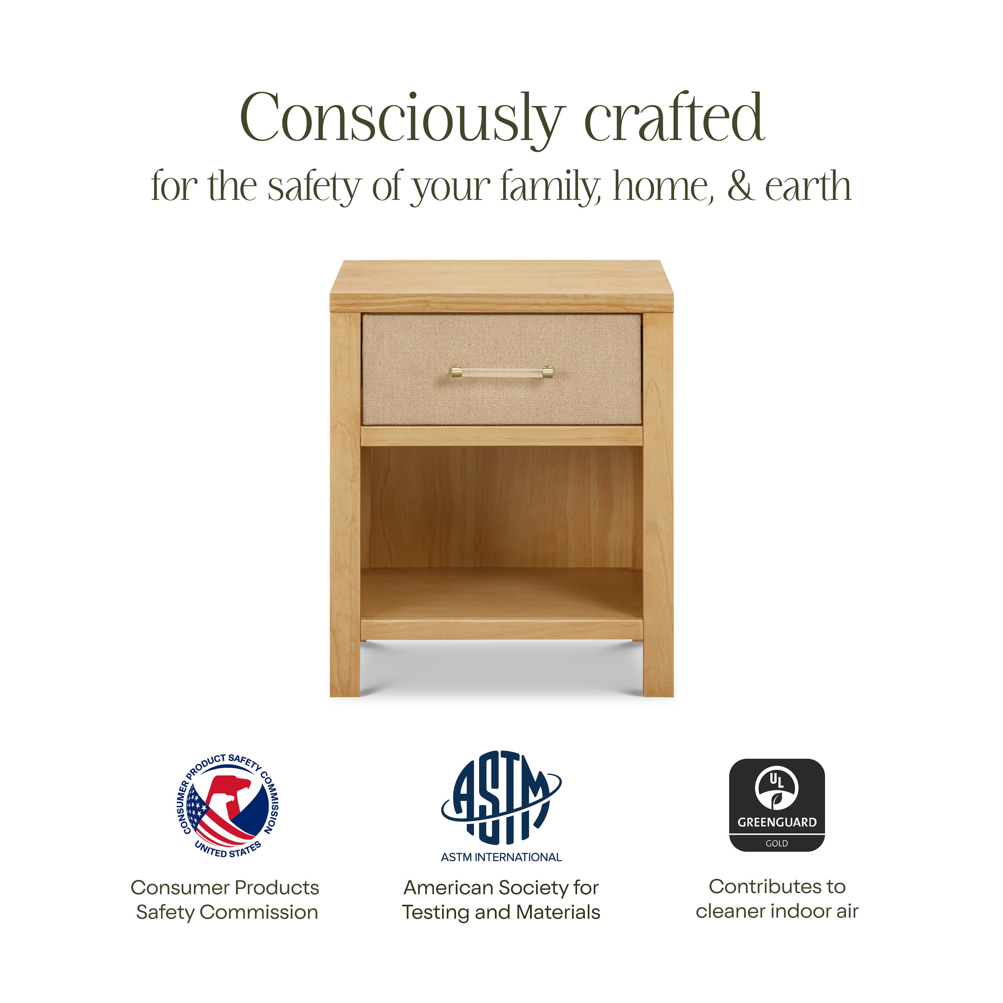 Namesake Eloise 17" 1 Drawer Nightstand, Sand, large
