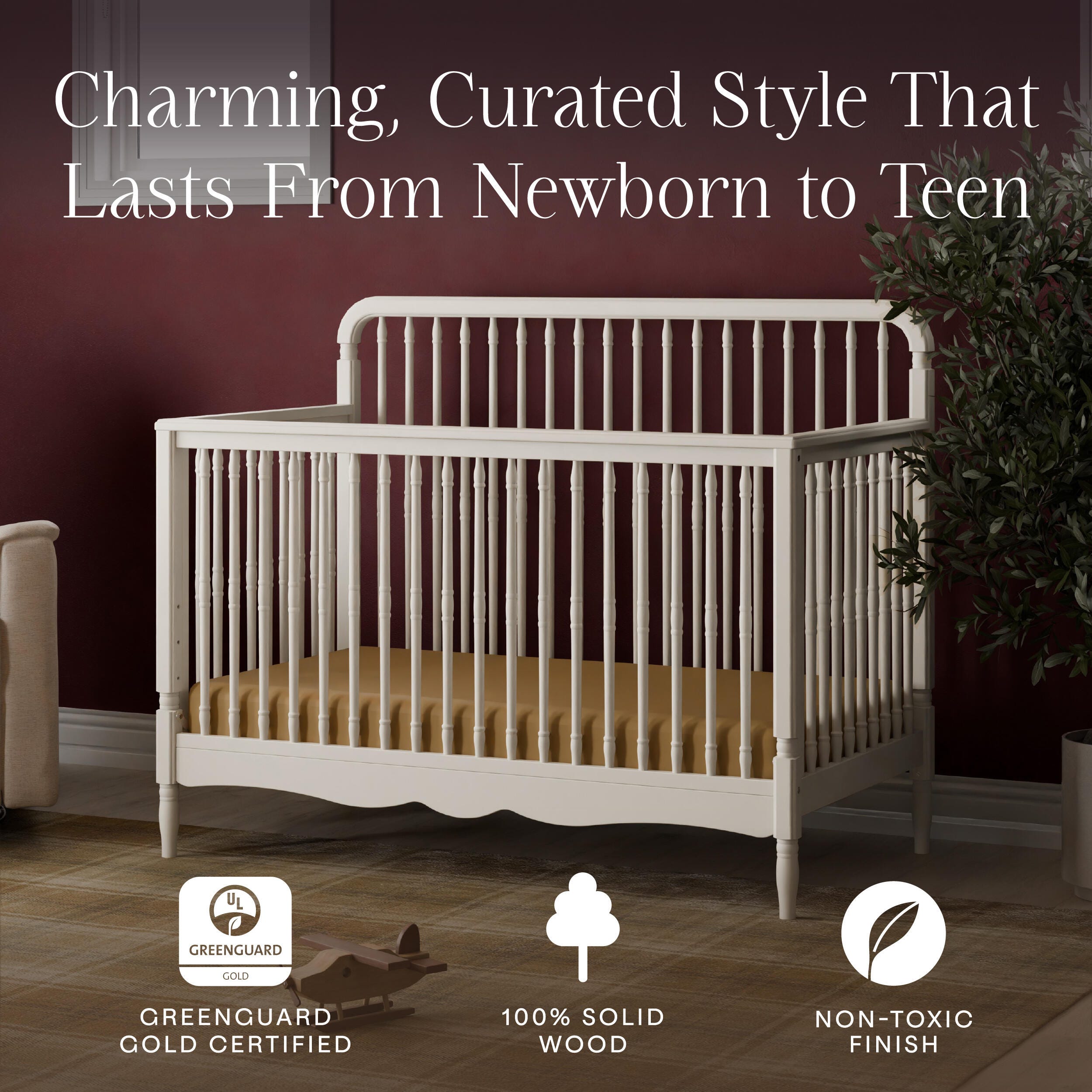 Namesake Liberty 4-in-1 Convertible Crib, Warm White, large