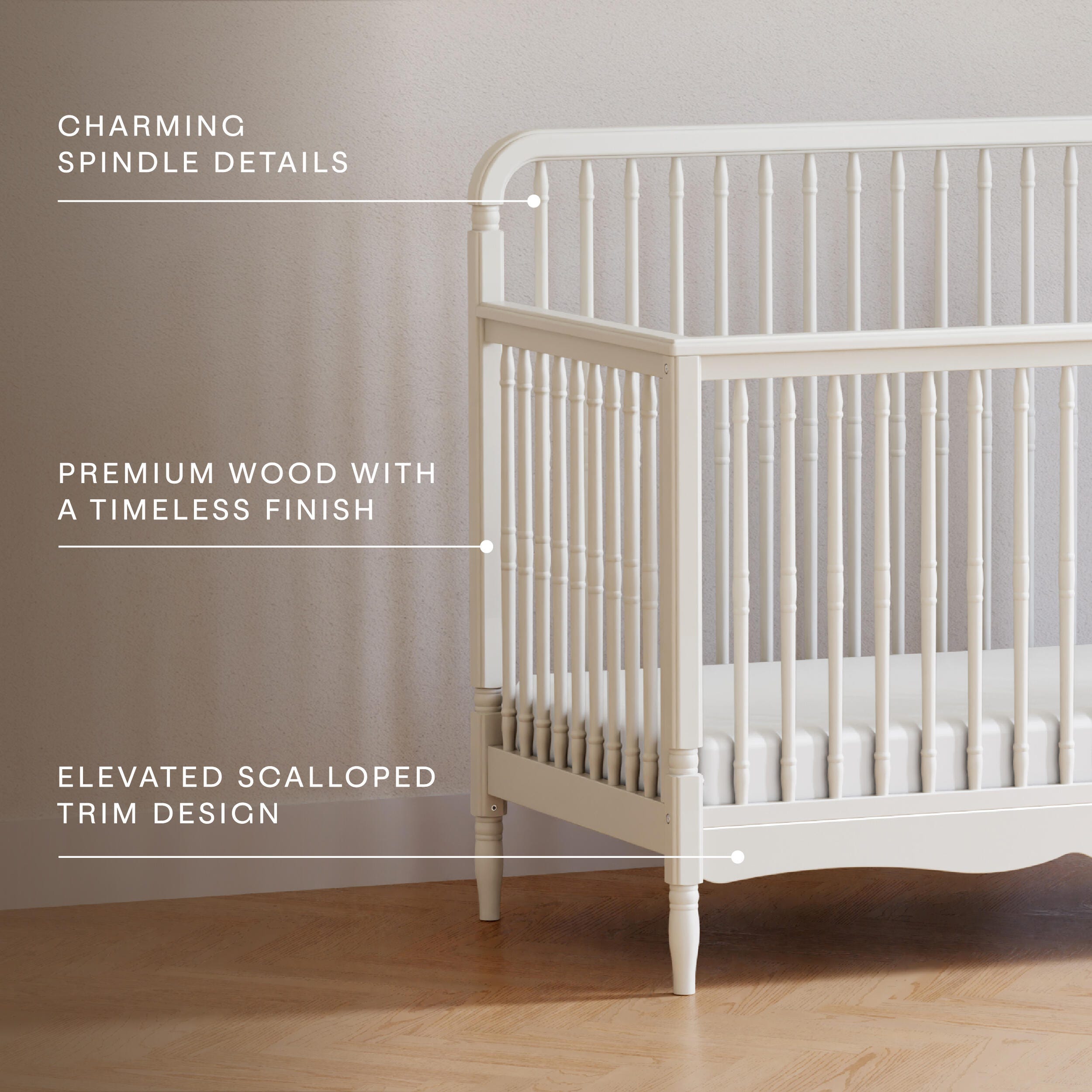 Namesake Liberty 4-in-1 Convertible Crib, Warm White, large
