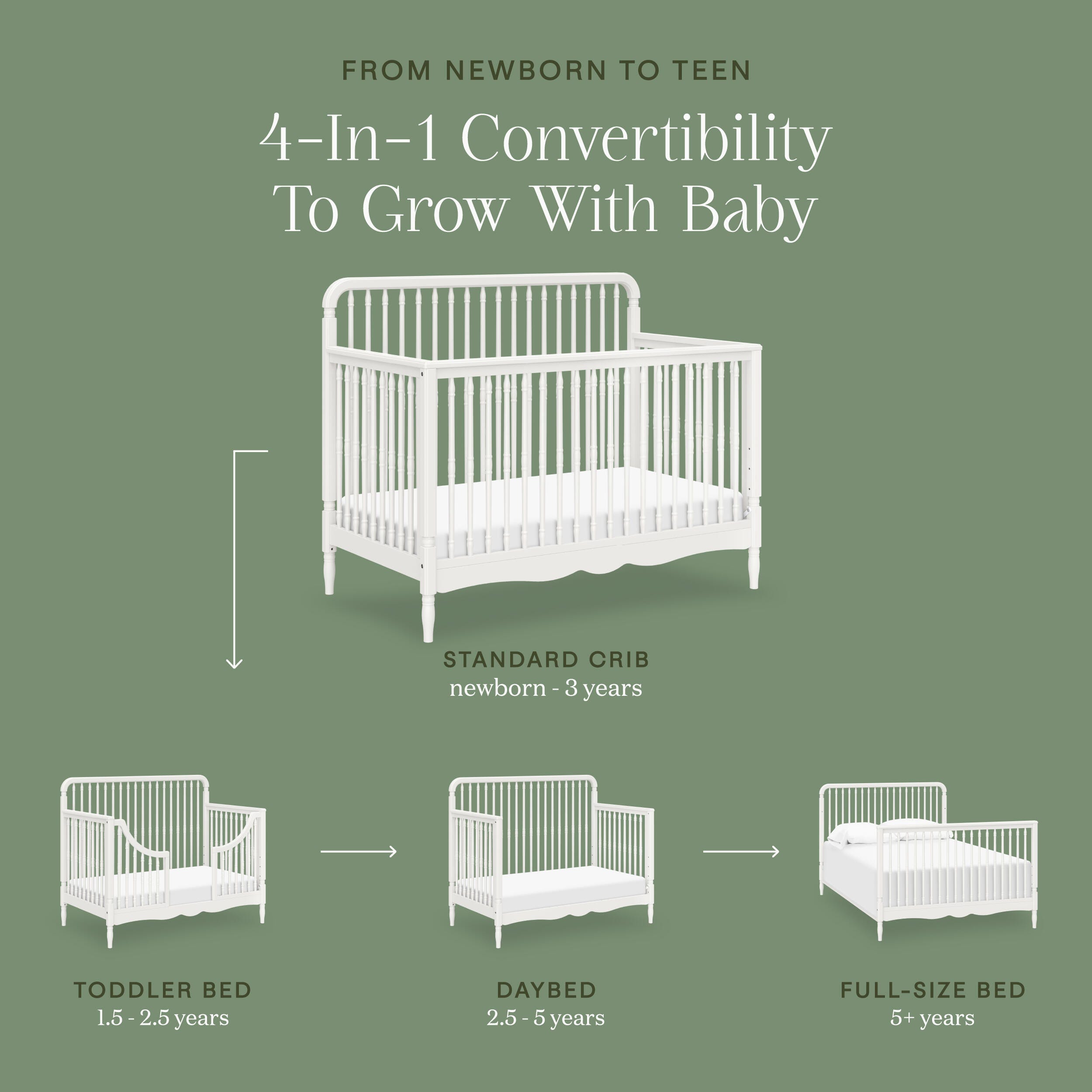 Namesake Liberty 4-in-1 Convertible Crib, Warm White, large