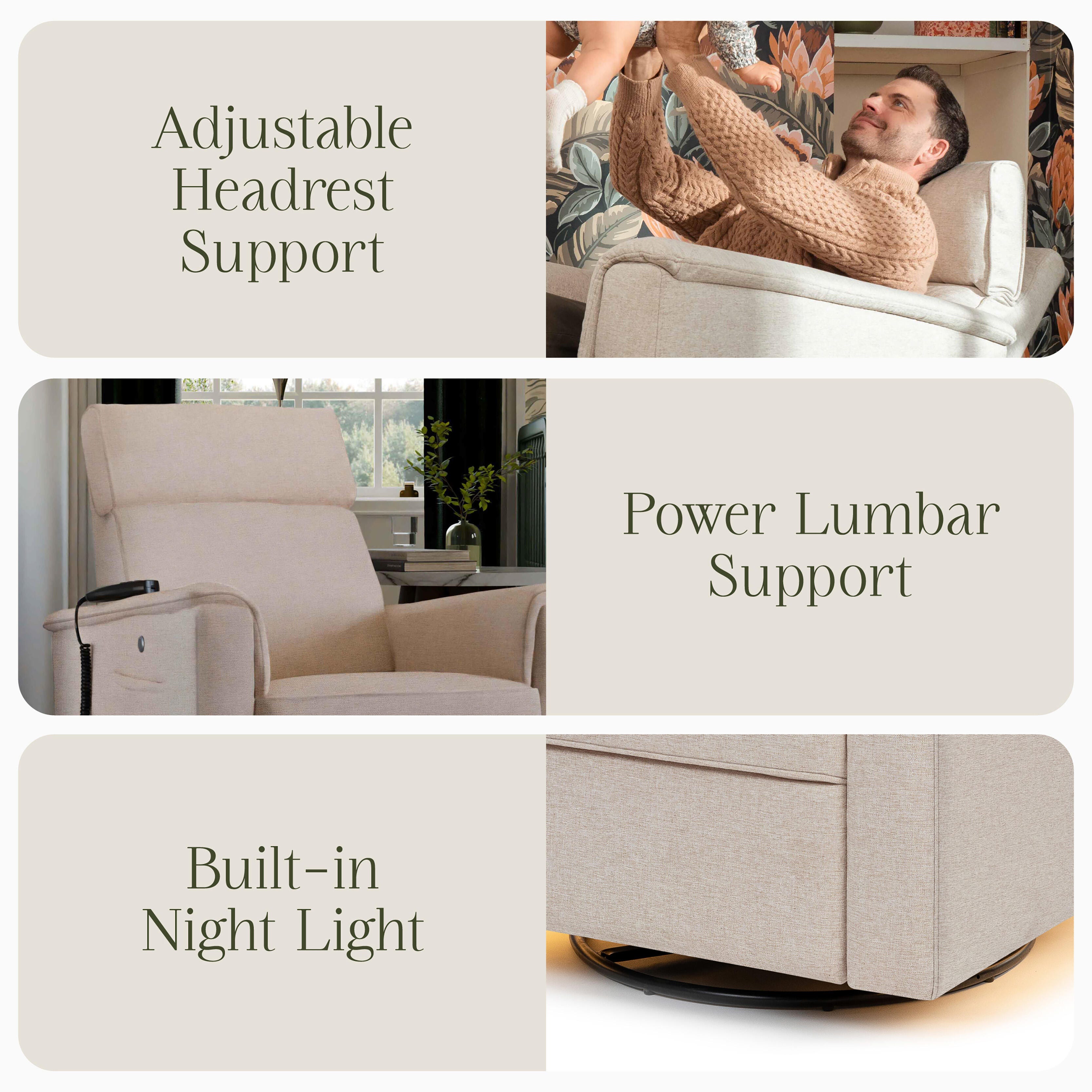 Namesake Willa Deluxe Power Recliner, Beach, large