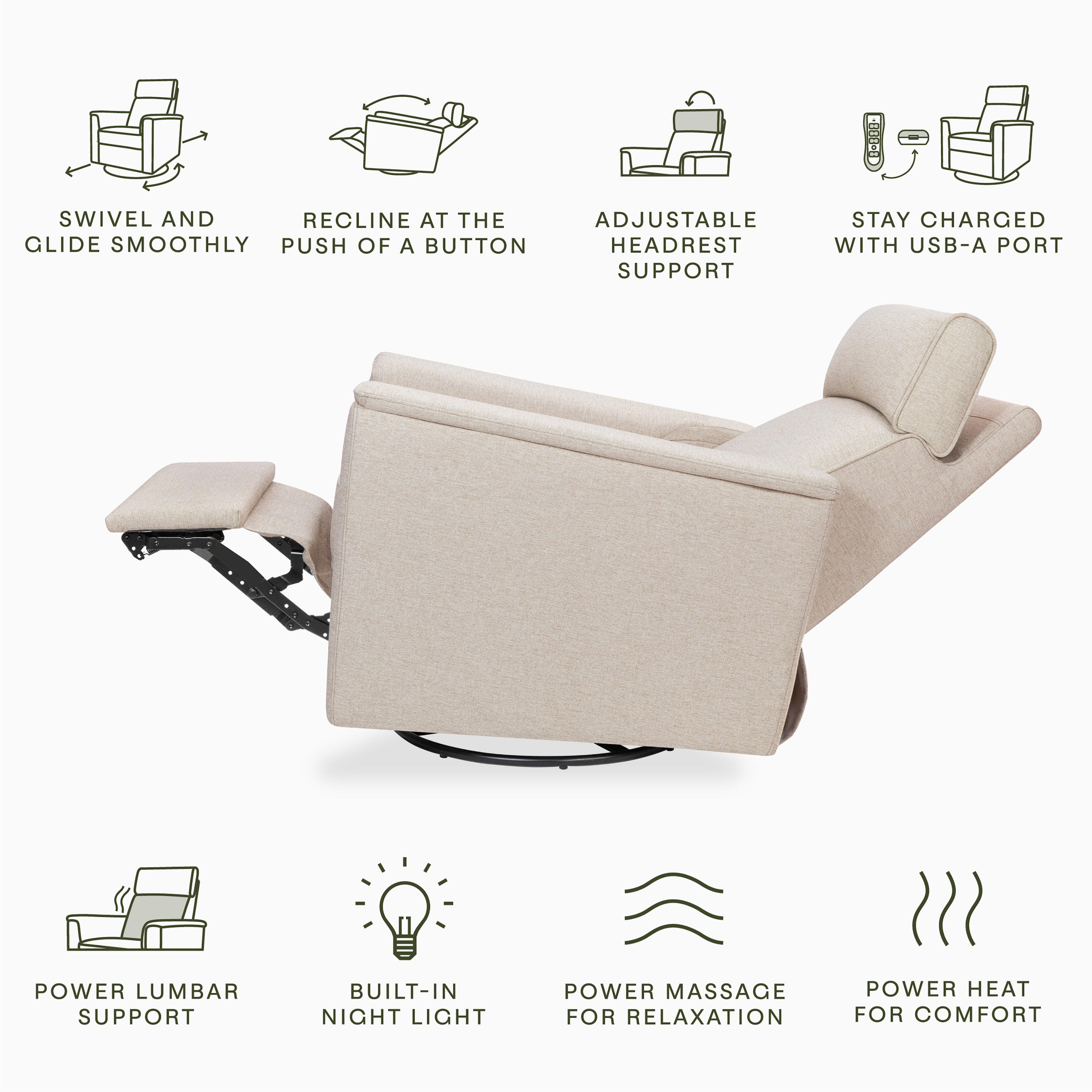 Namesake Willa Deluxe Power Recliner, Beach, large