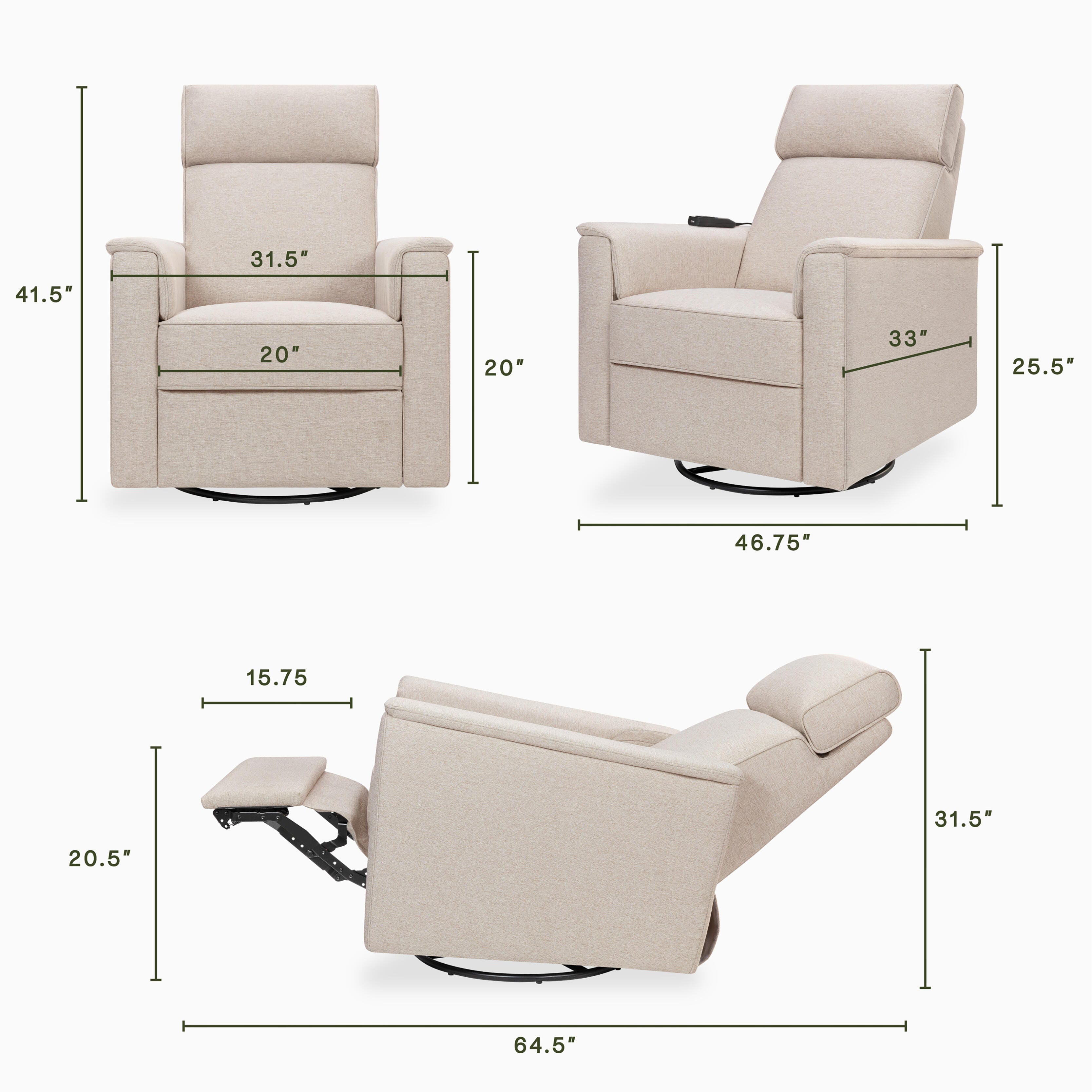 Namesake Willa Deluxe Power Recliner, Beach, large