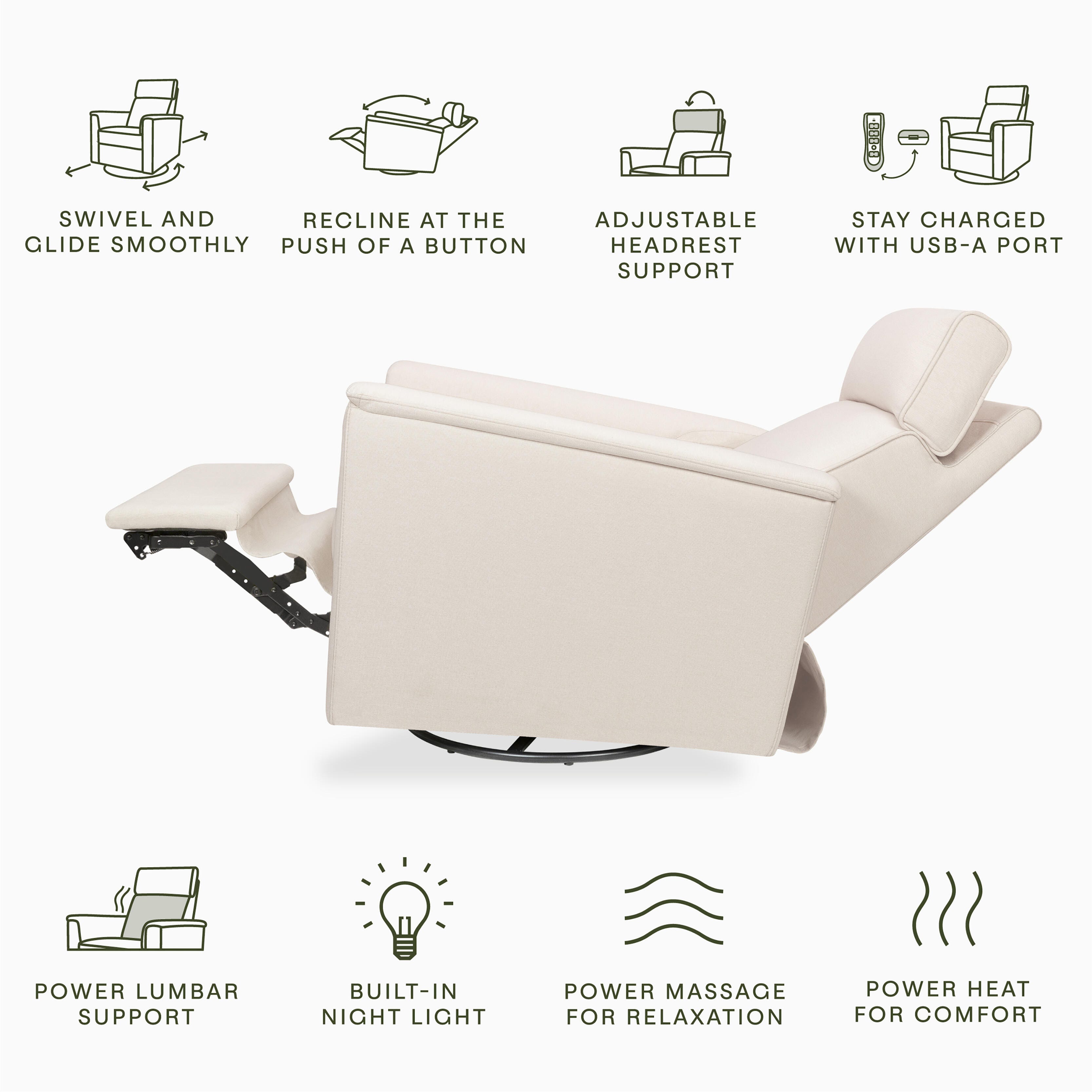 Namesake Willa Deluxe Power Recliner, Cream, large