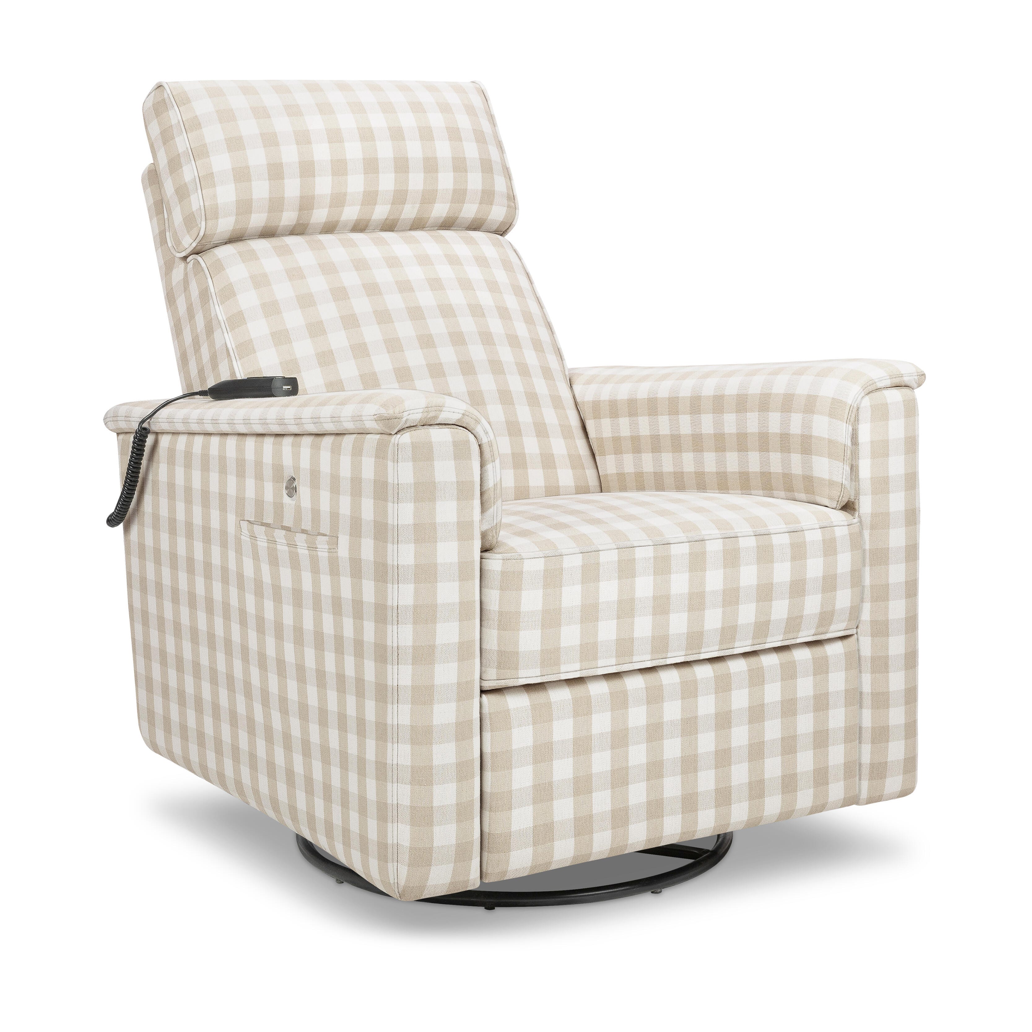 Namesake Willa Deluxe Power Recliner, Tan Gingham, large