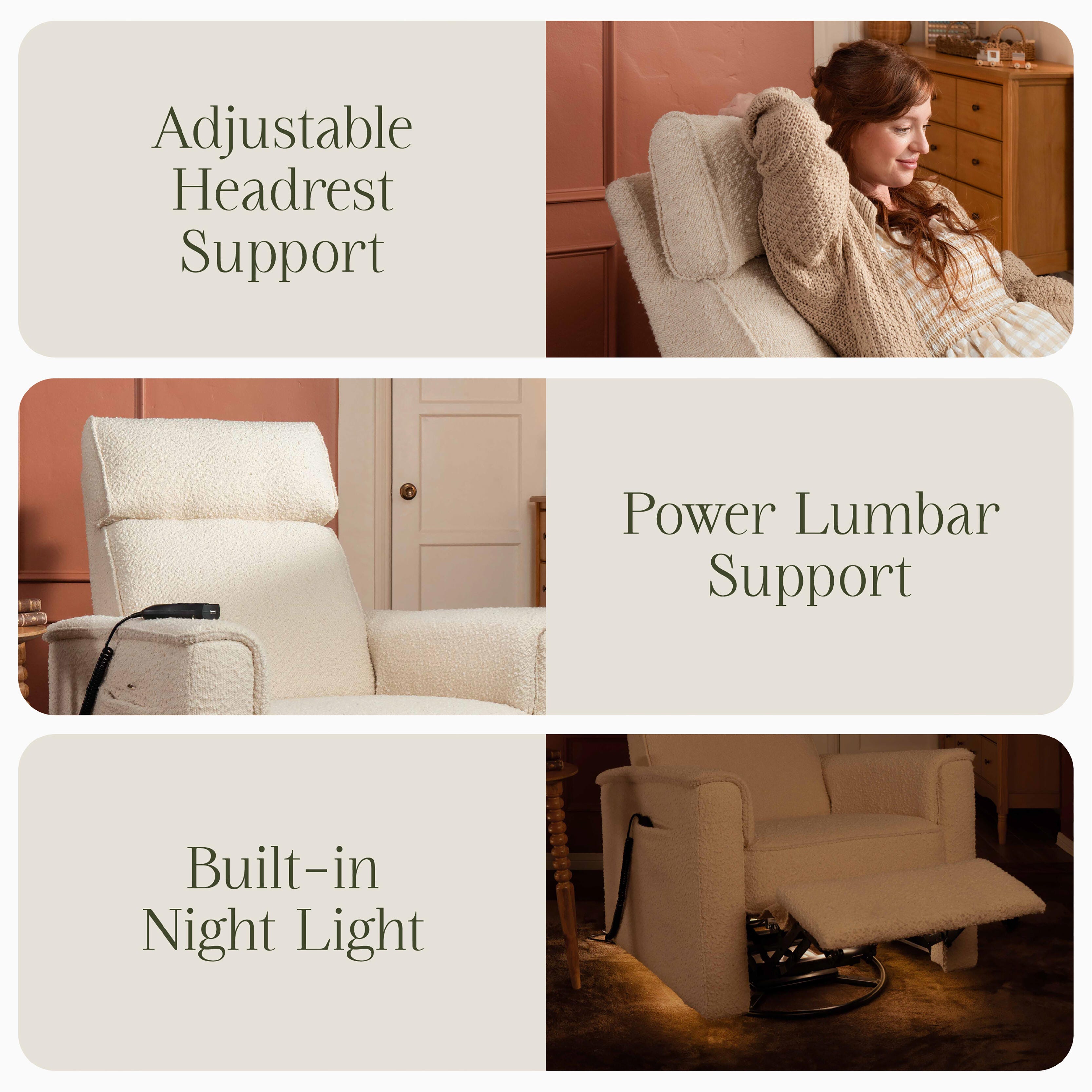 Namesake Willa Deluxe Power Recliner, Ivory, large