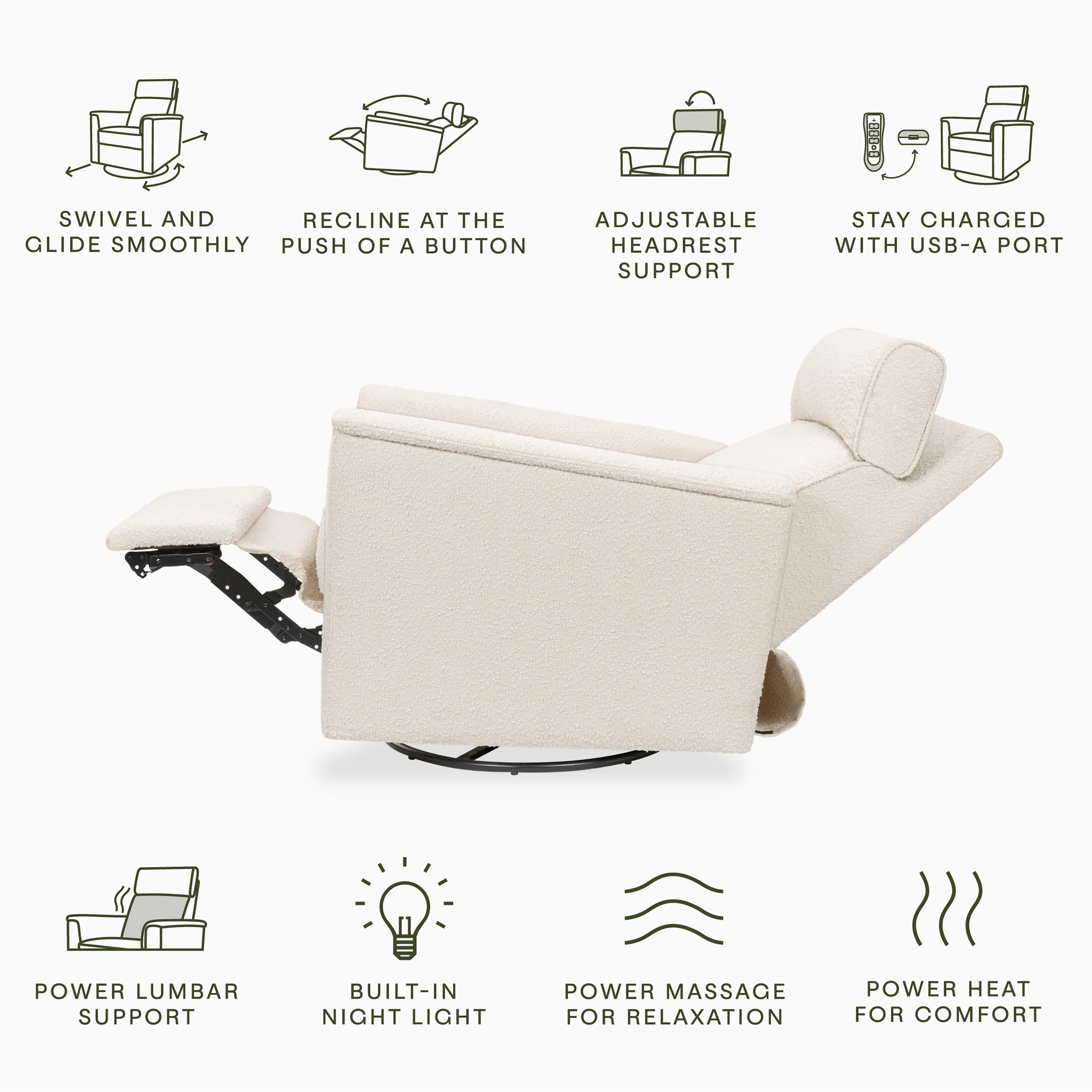Namesake Willa Deluxe Power Recliner, Ivory, large