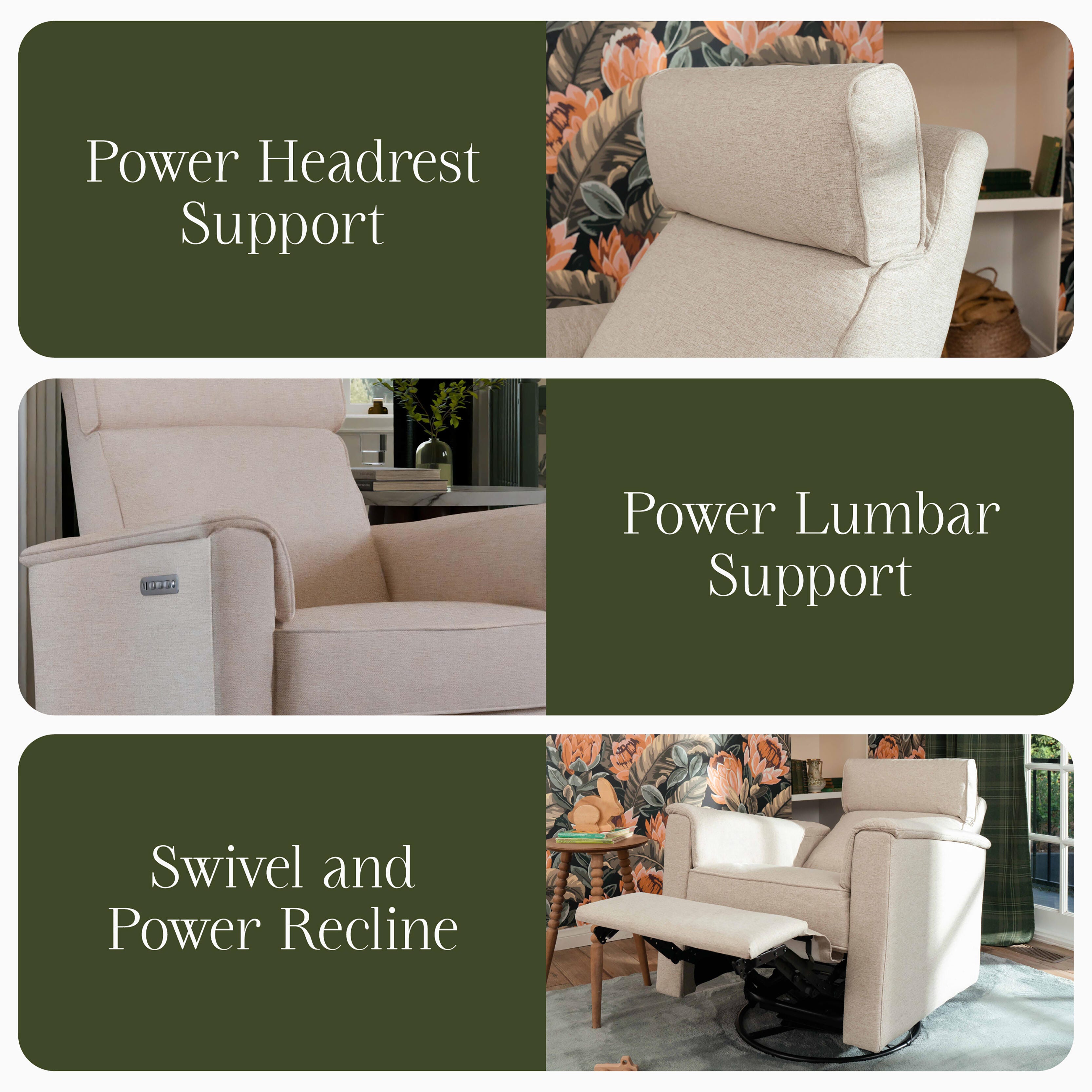 Namesake Willa Pro Swivel Power Recliner, Beach, large
