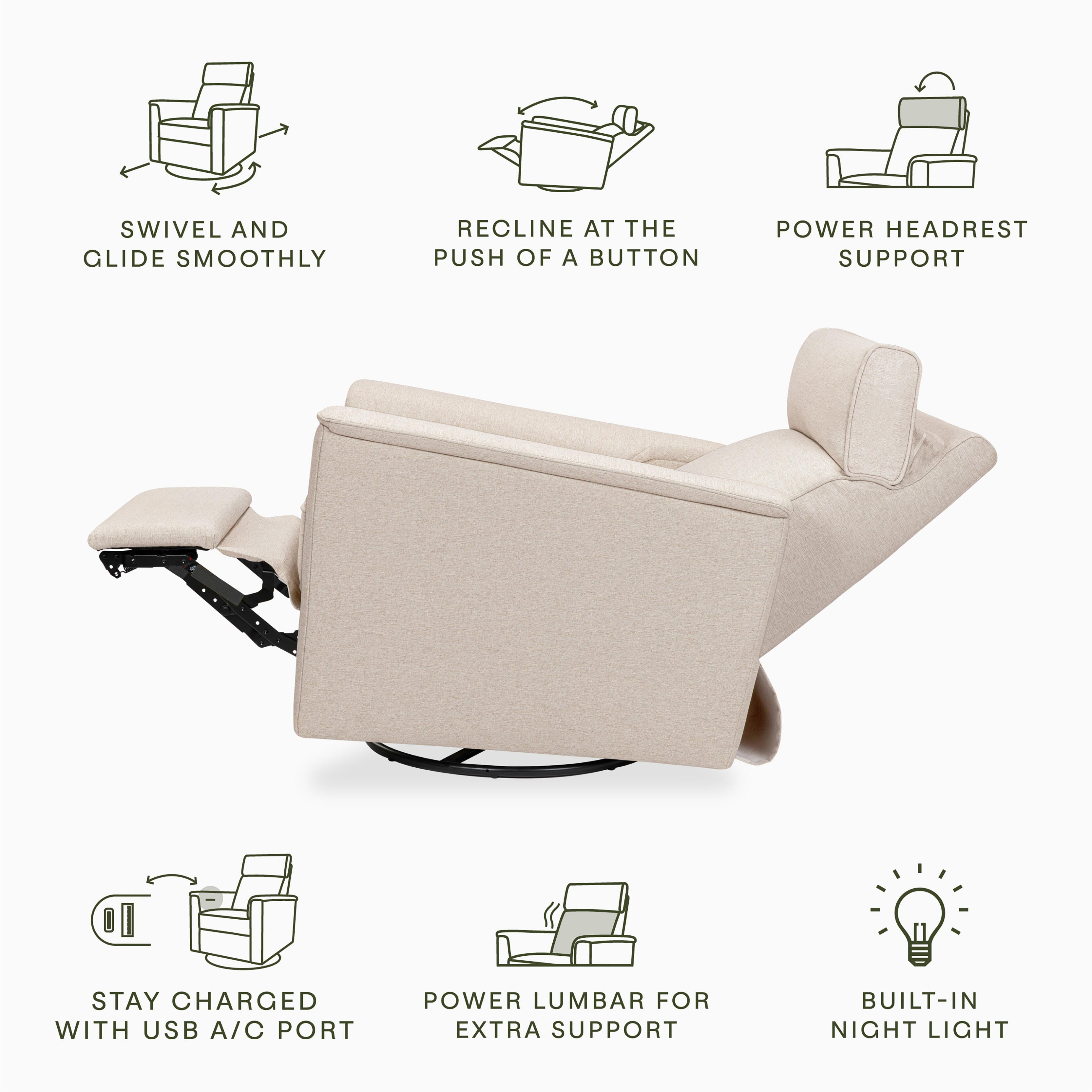 Namesake Willa Pro Swivel Power Recliner, Beach, large