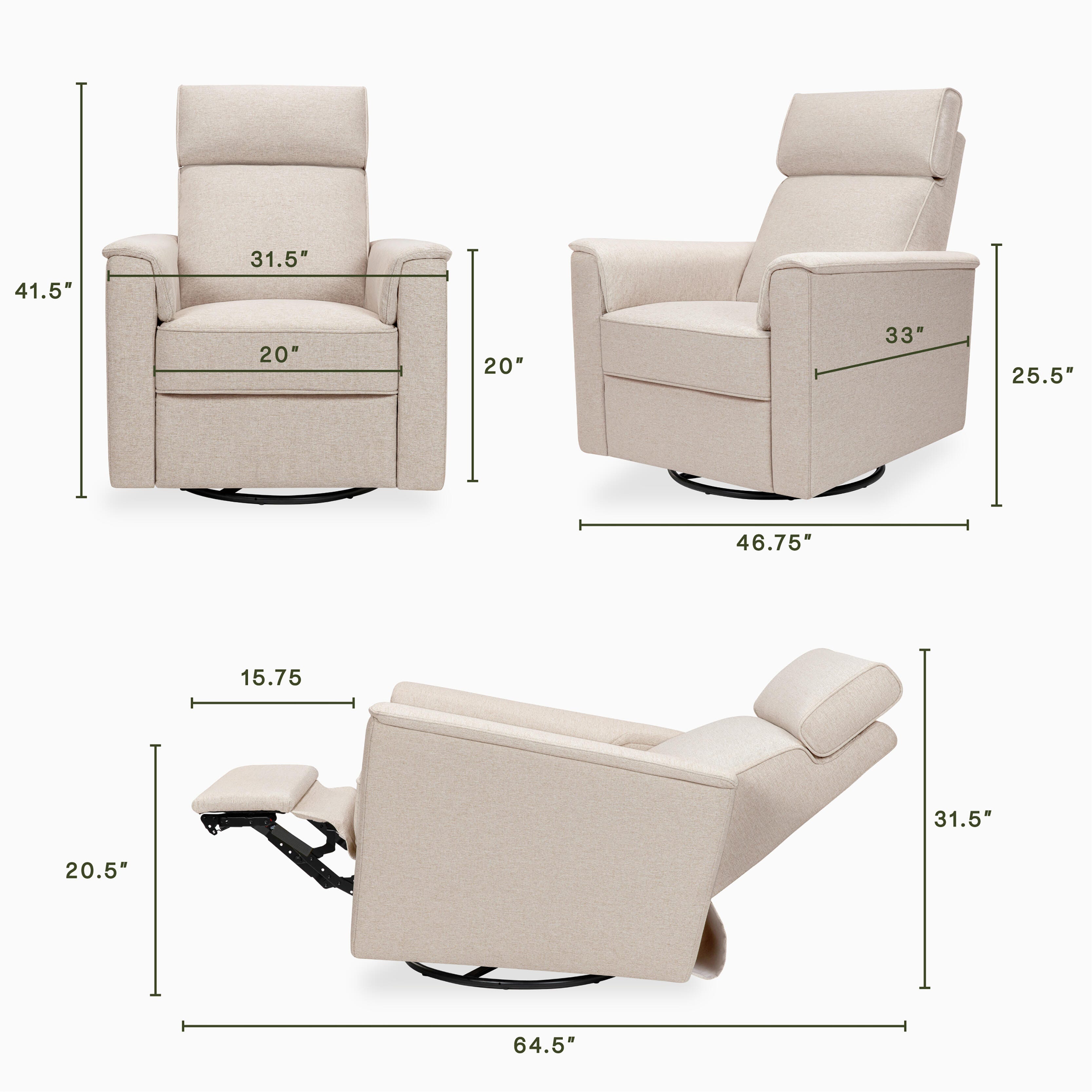 Namesake Willa Pro Swivel Power Recliner, Beach, large