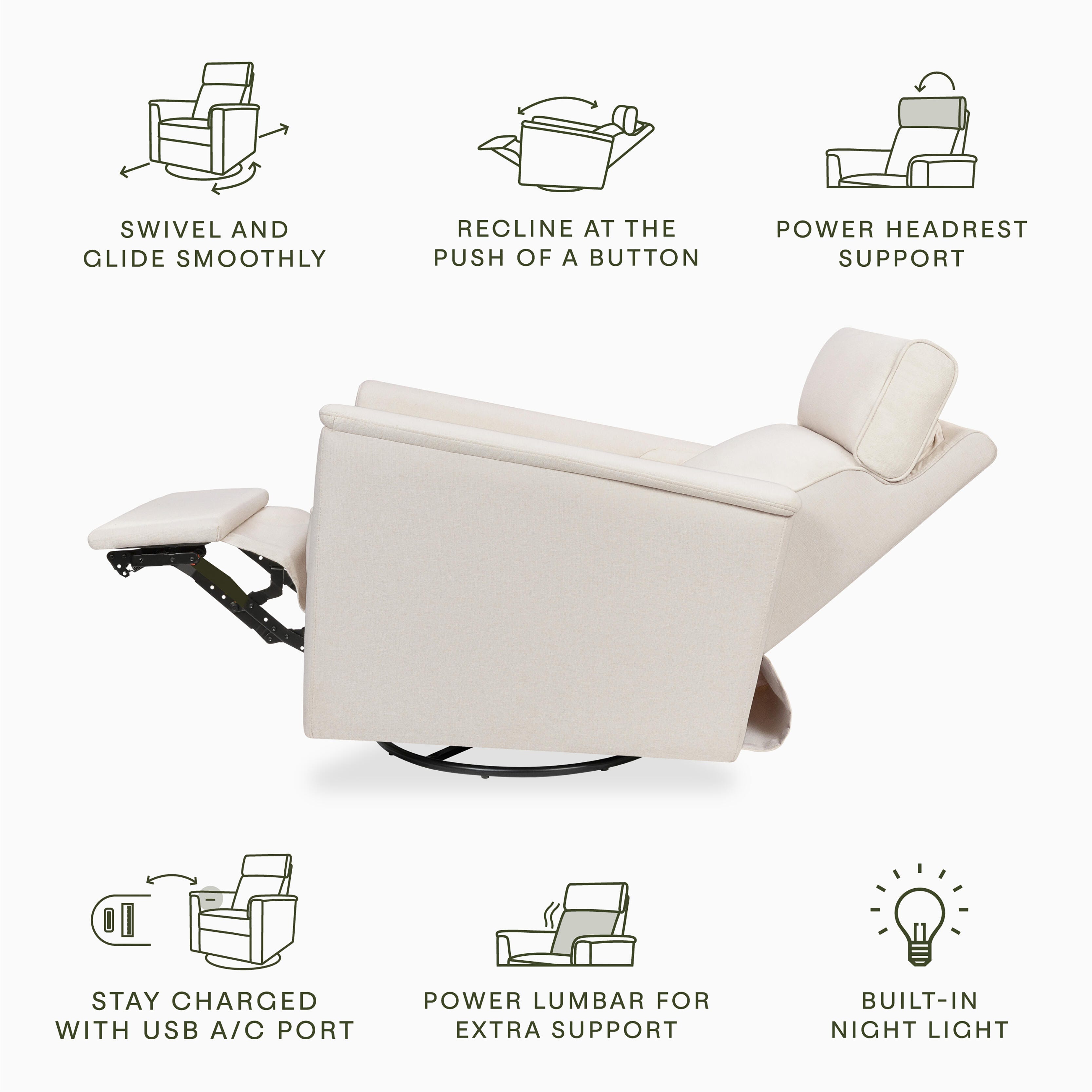 Namesake Willa Pro Swivel Power Recliner, Cream, large