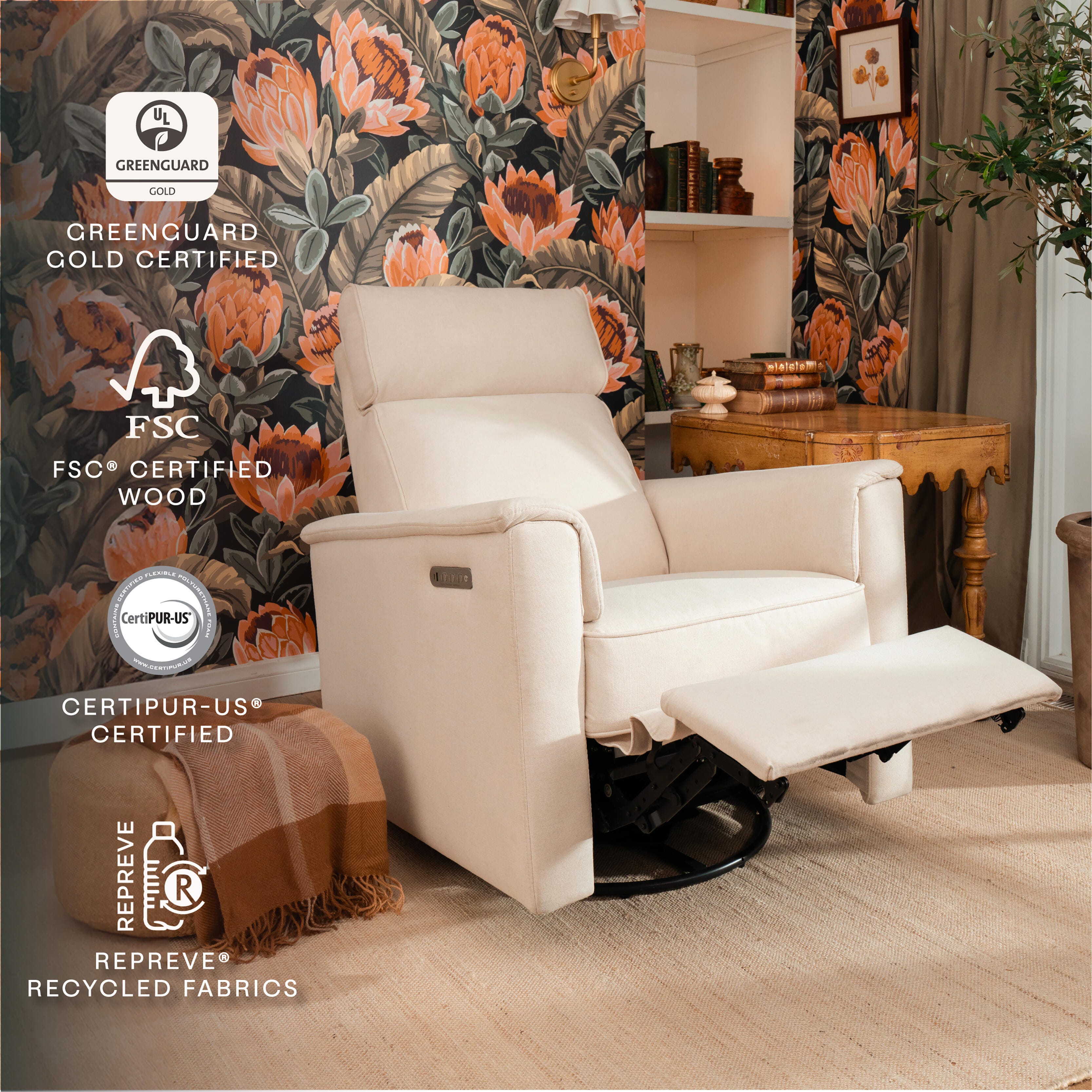 Namesake Willa Pro Swivel Power Recliner, Cream, large