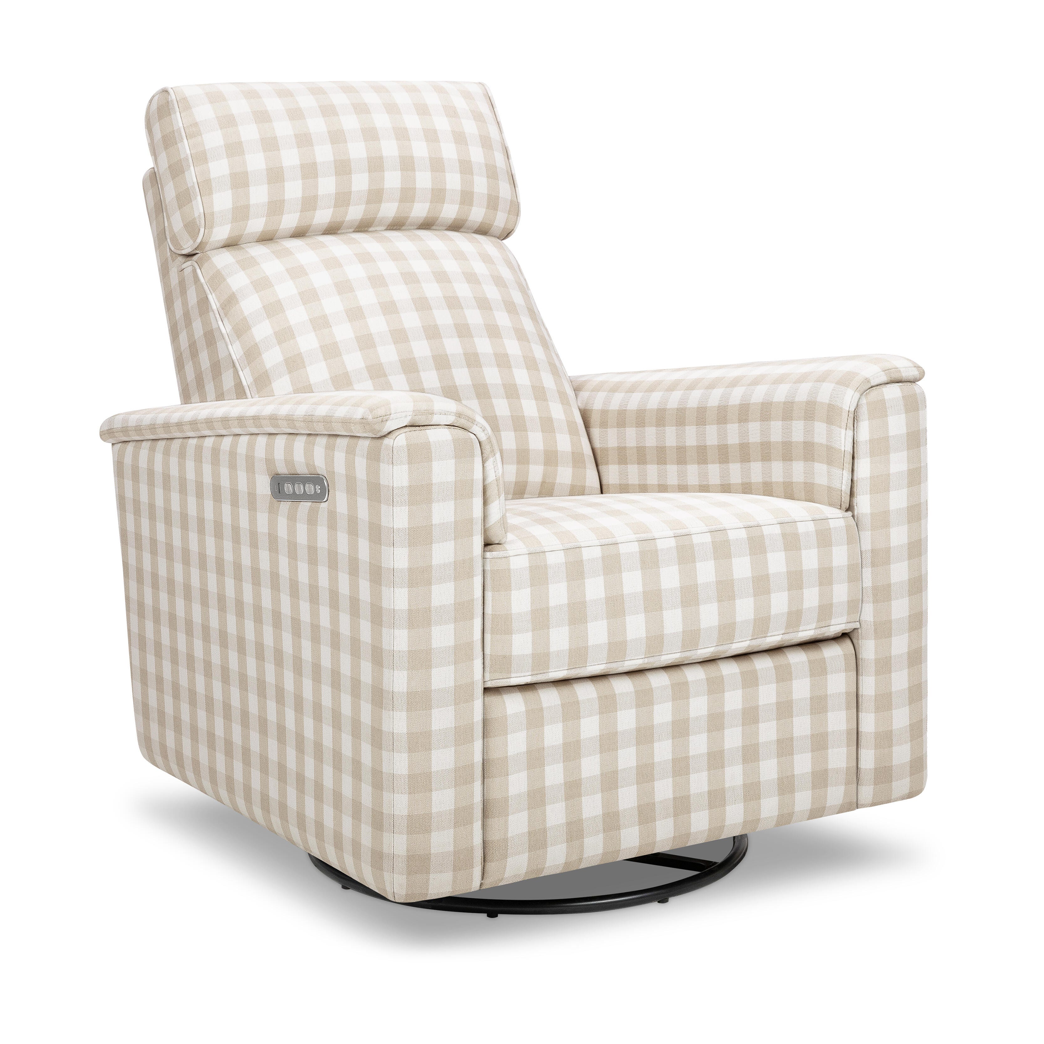 Namesake Willa Pro Swivel Power Recliner, Tan Gingham, large