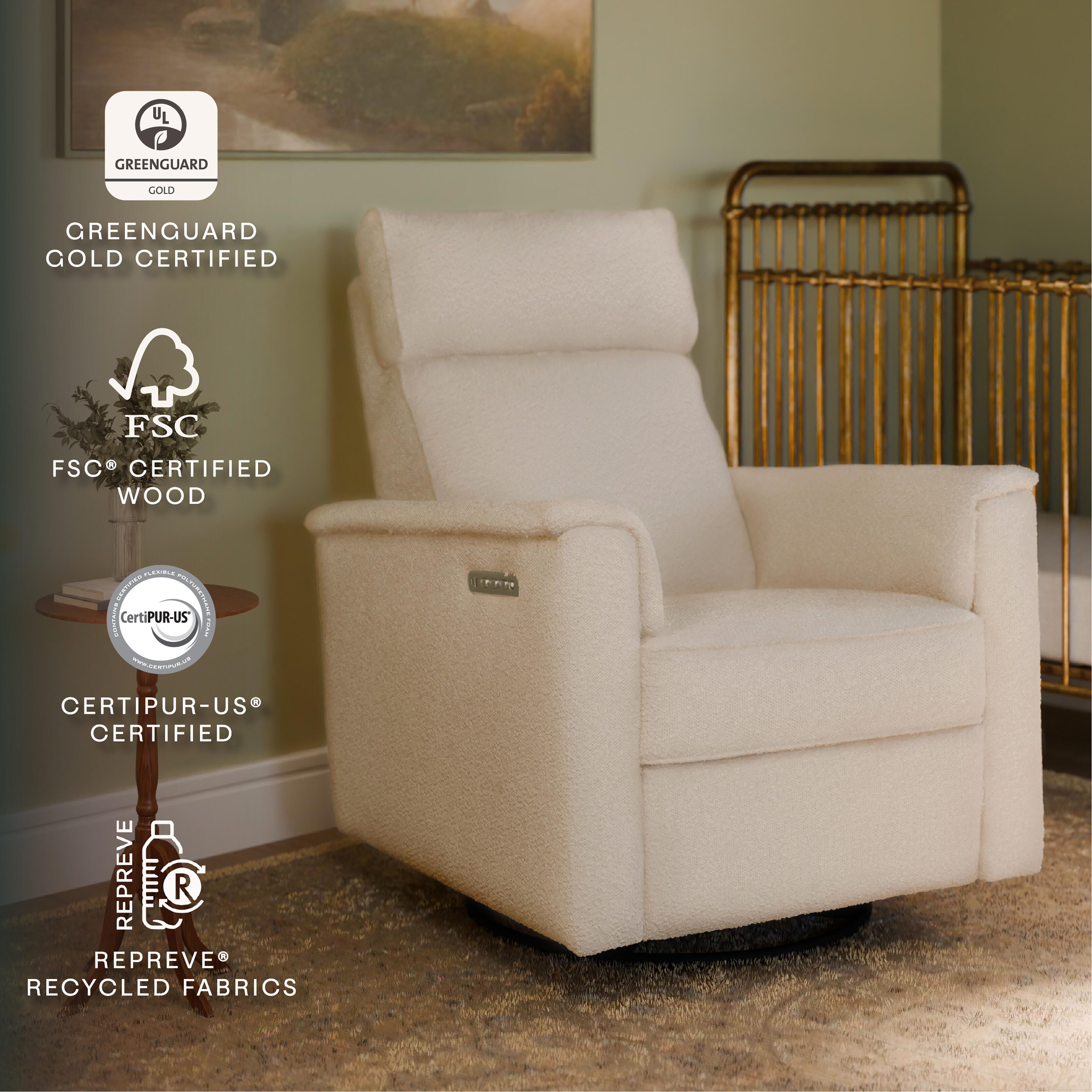 Namesake Willa Pro Swivel Power Recliner, Ivory, large