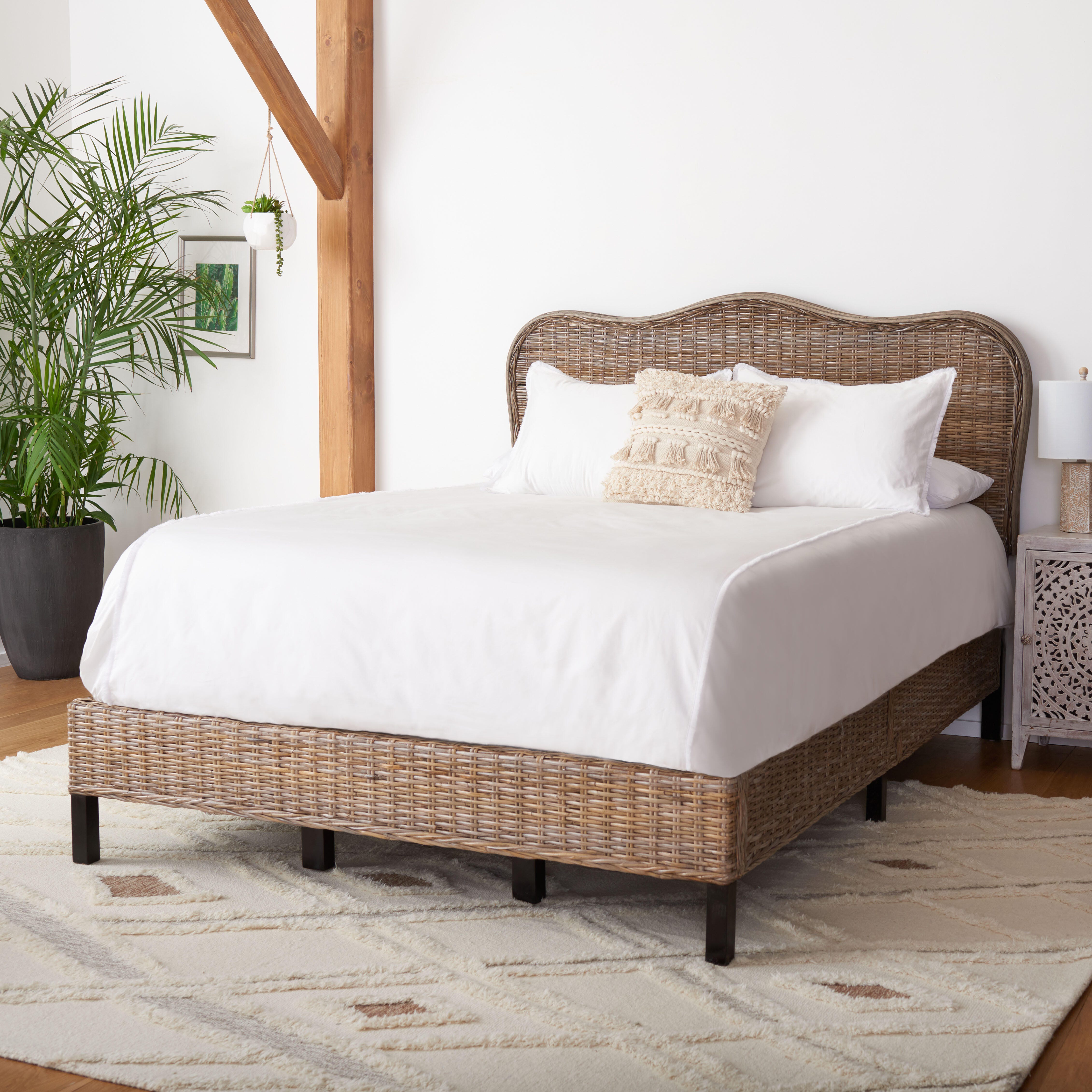 Safavieh Daejon Full Open Frame Bed, Gray/Espresso, rollover