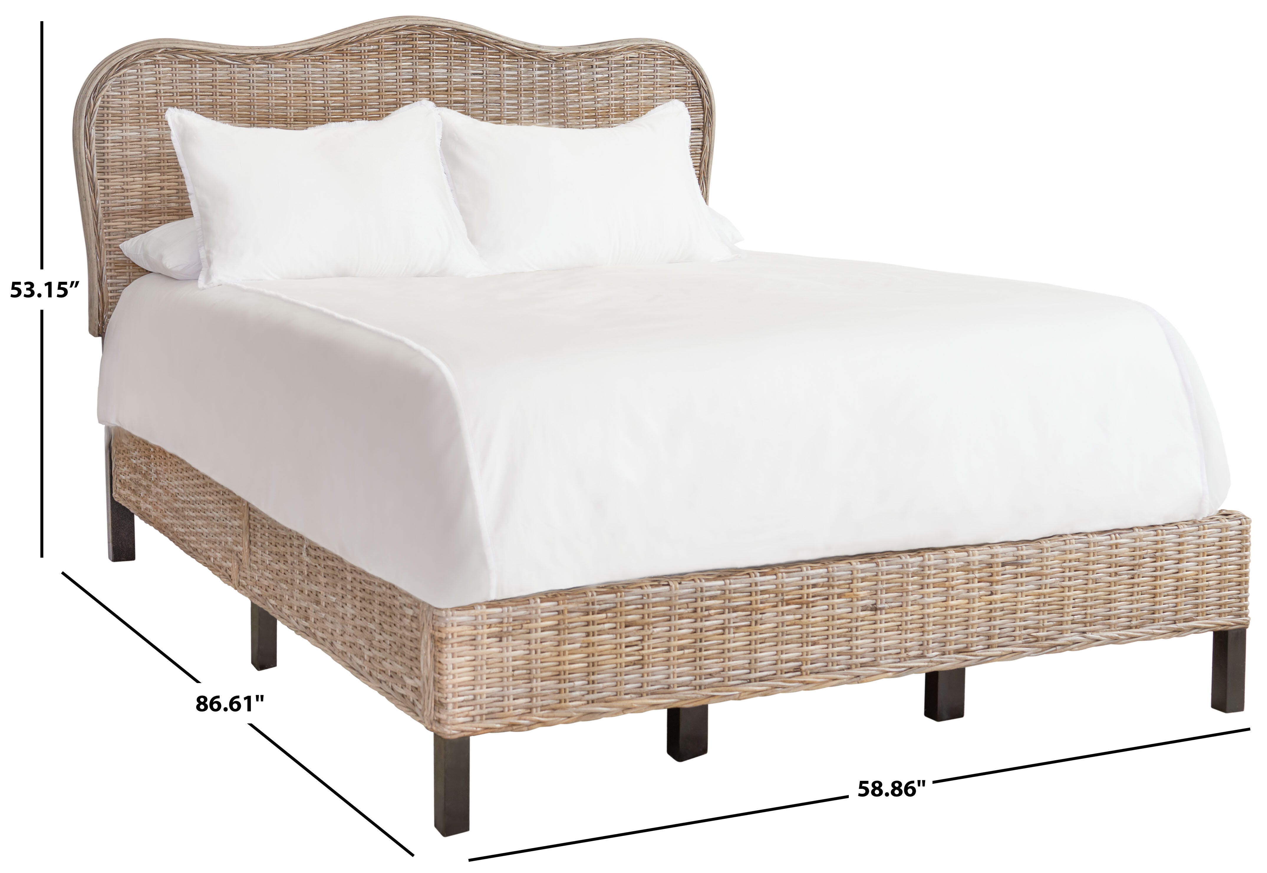 Safavieh Daejon Queen Open Frame Bed, Gray/Espresso, large