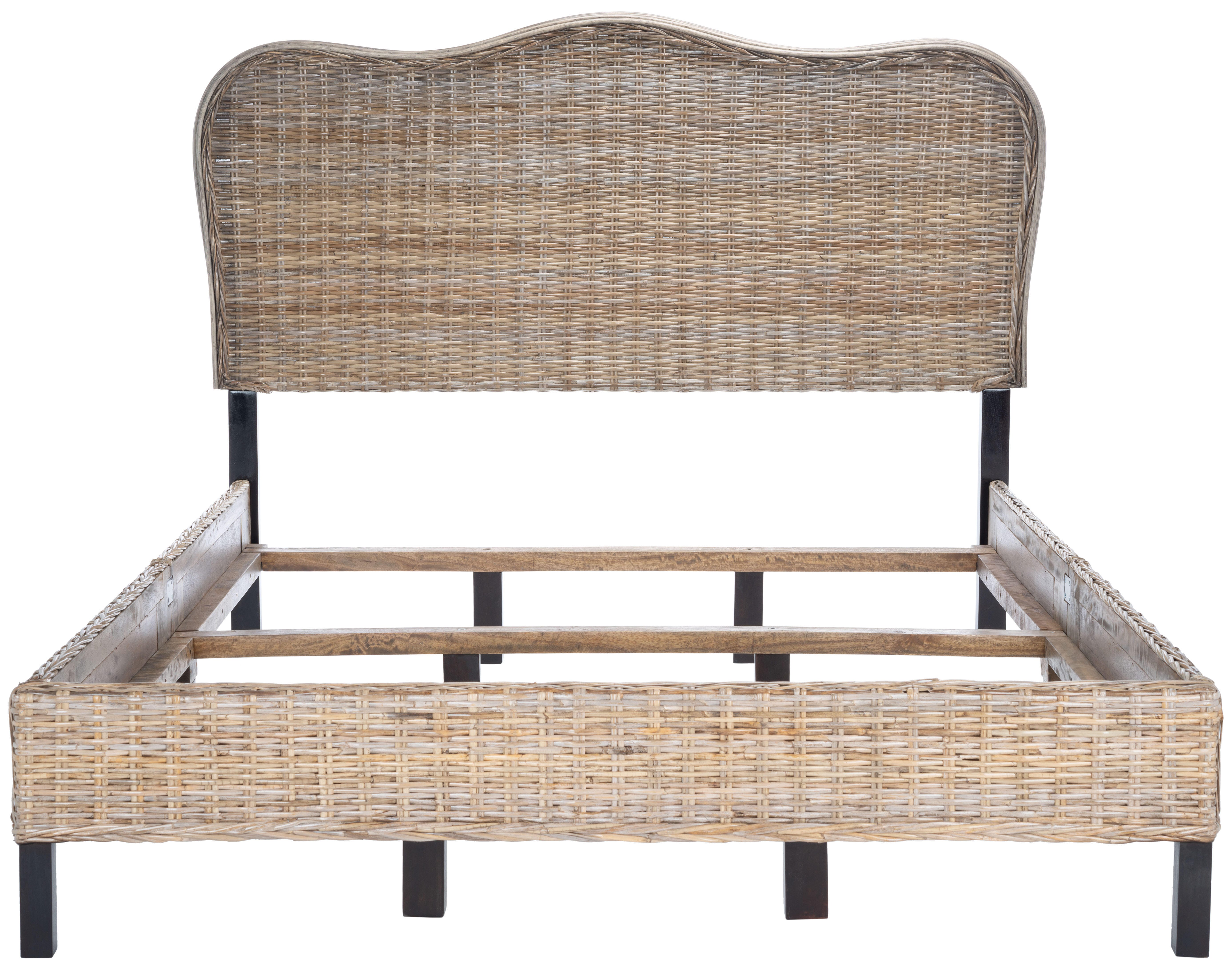 Safavieh Daejon Queen Open Frame Bed, Gray/Espresso, large