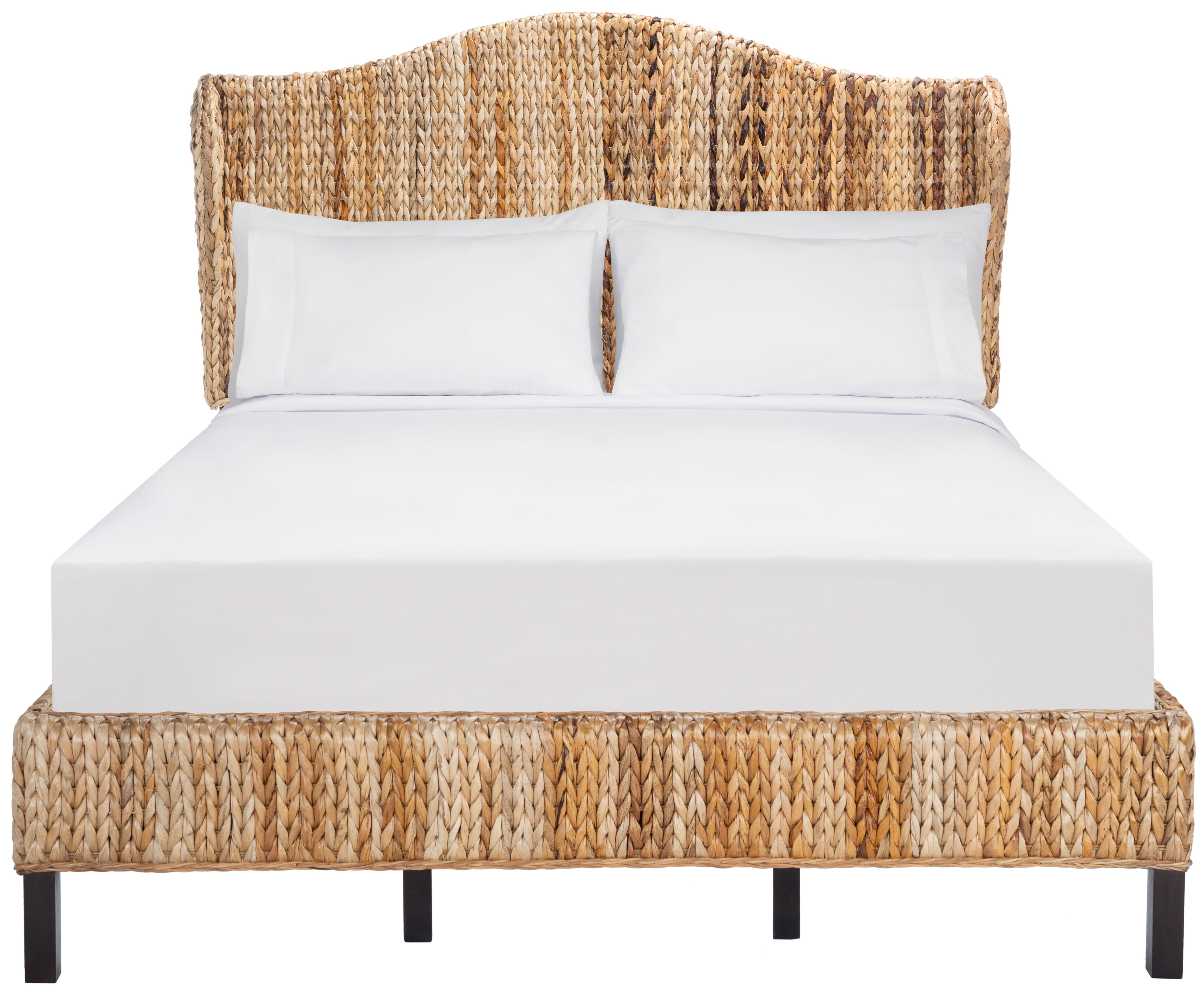 Safavieh Finola Queen Open Frame Bed, Natural/Espresso, large