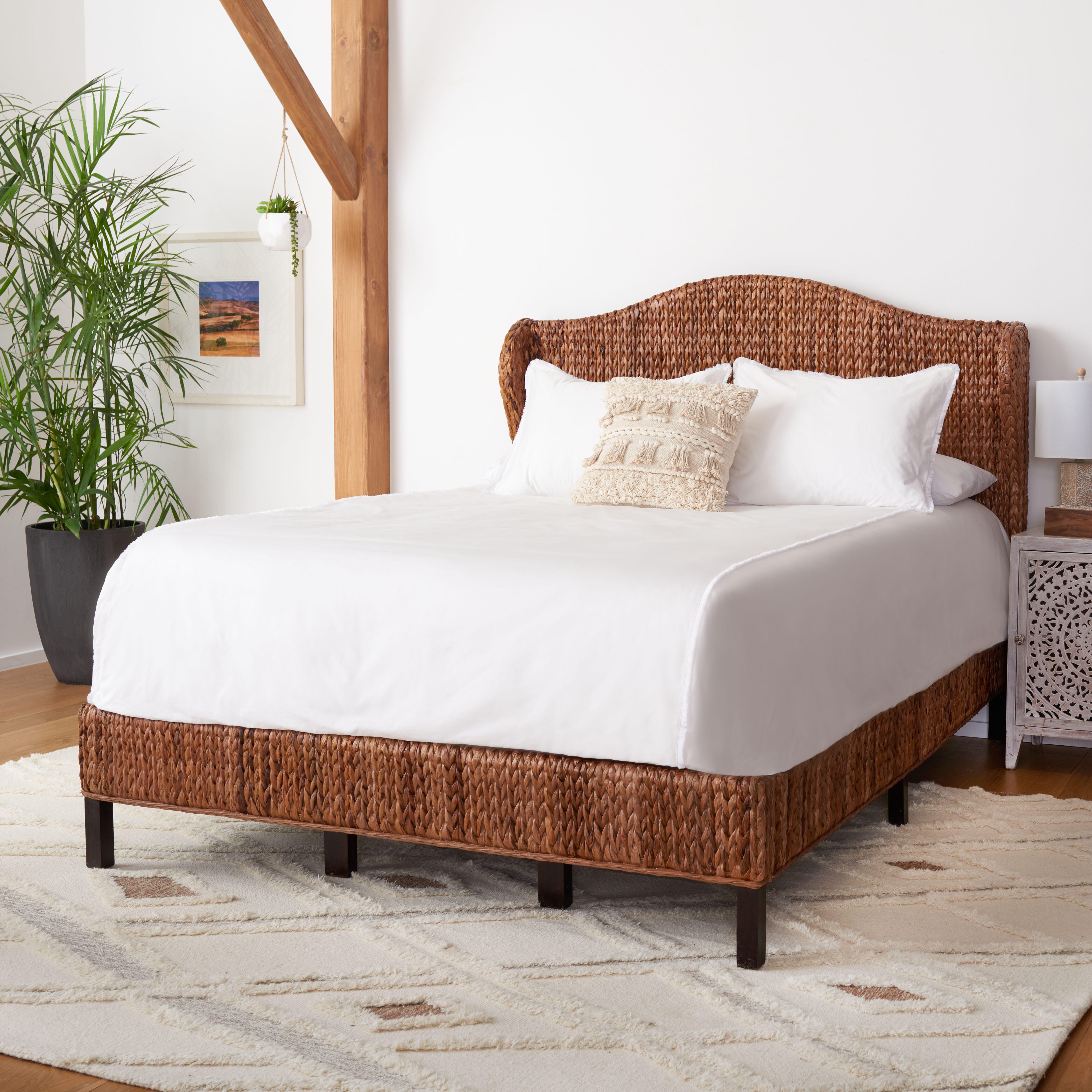 Safavieh Finola Queen Open Frame Bed, Brown/Espresso, large