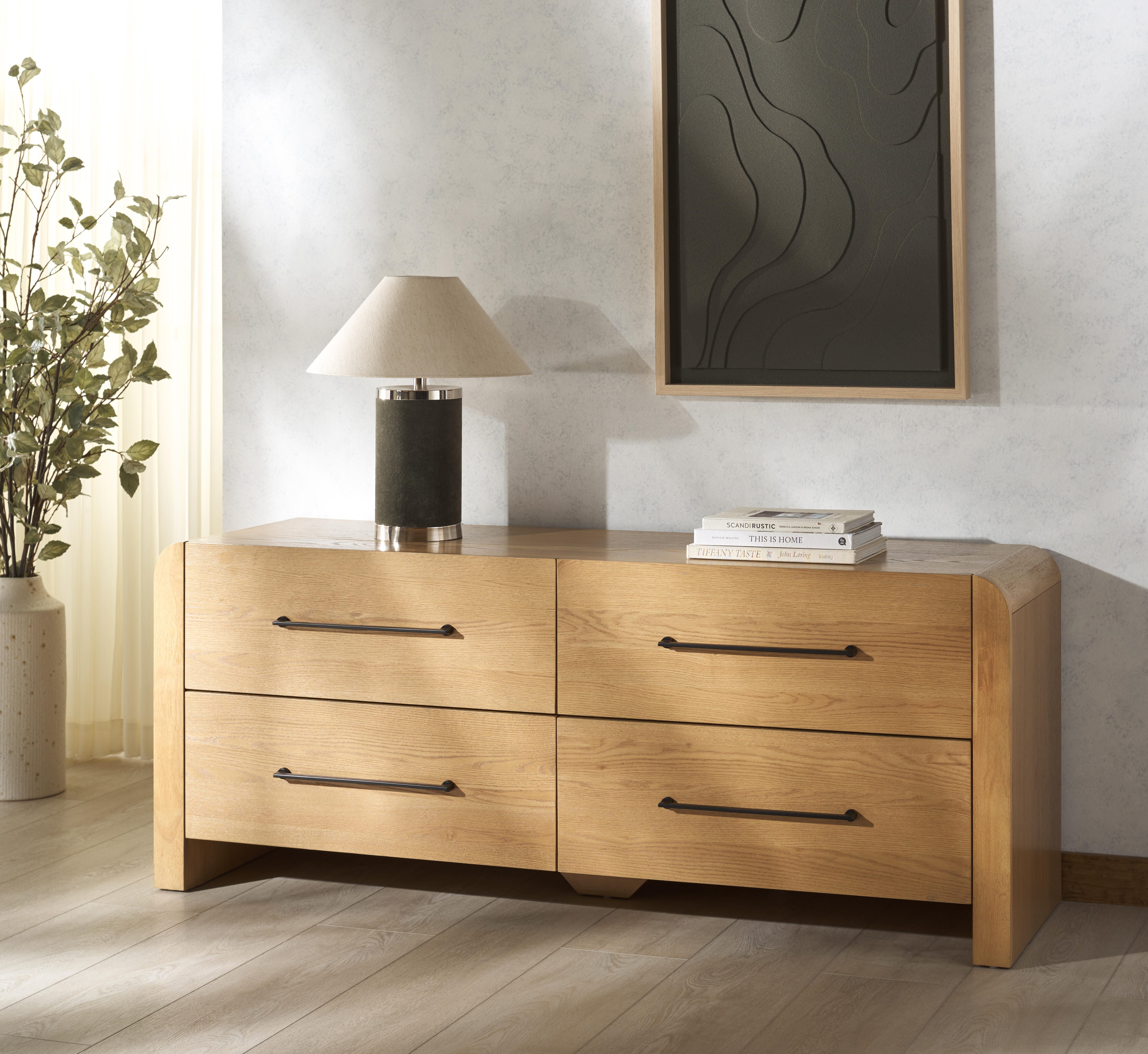 Safavieh Katrina 4 Drawer Dresser, Natural/Black, rollover