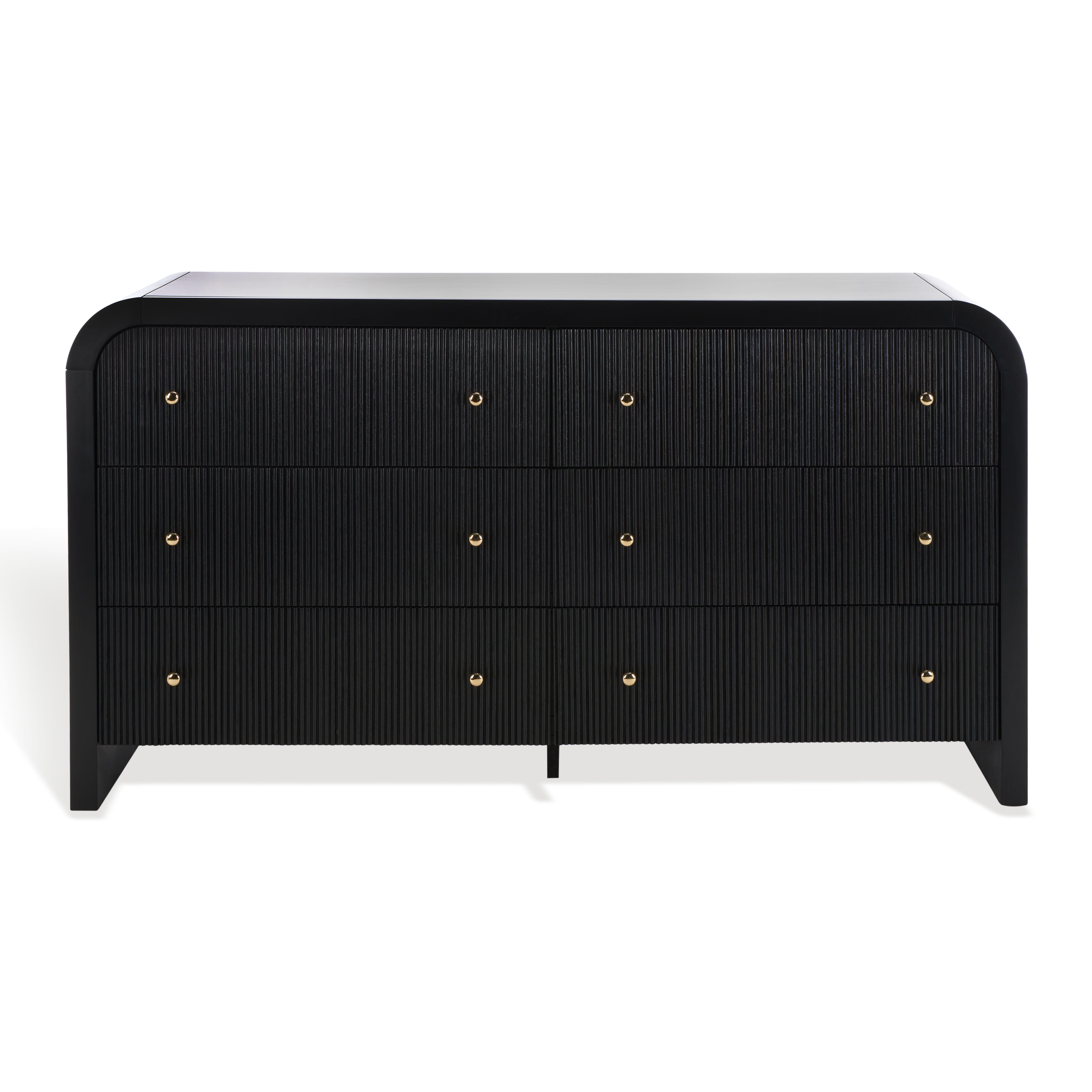 Safavieh Liabella 6 Drawer Dresser, Black/Gold, large